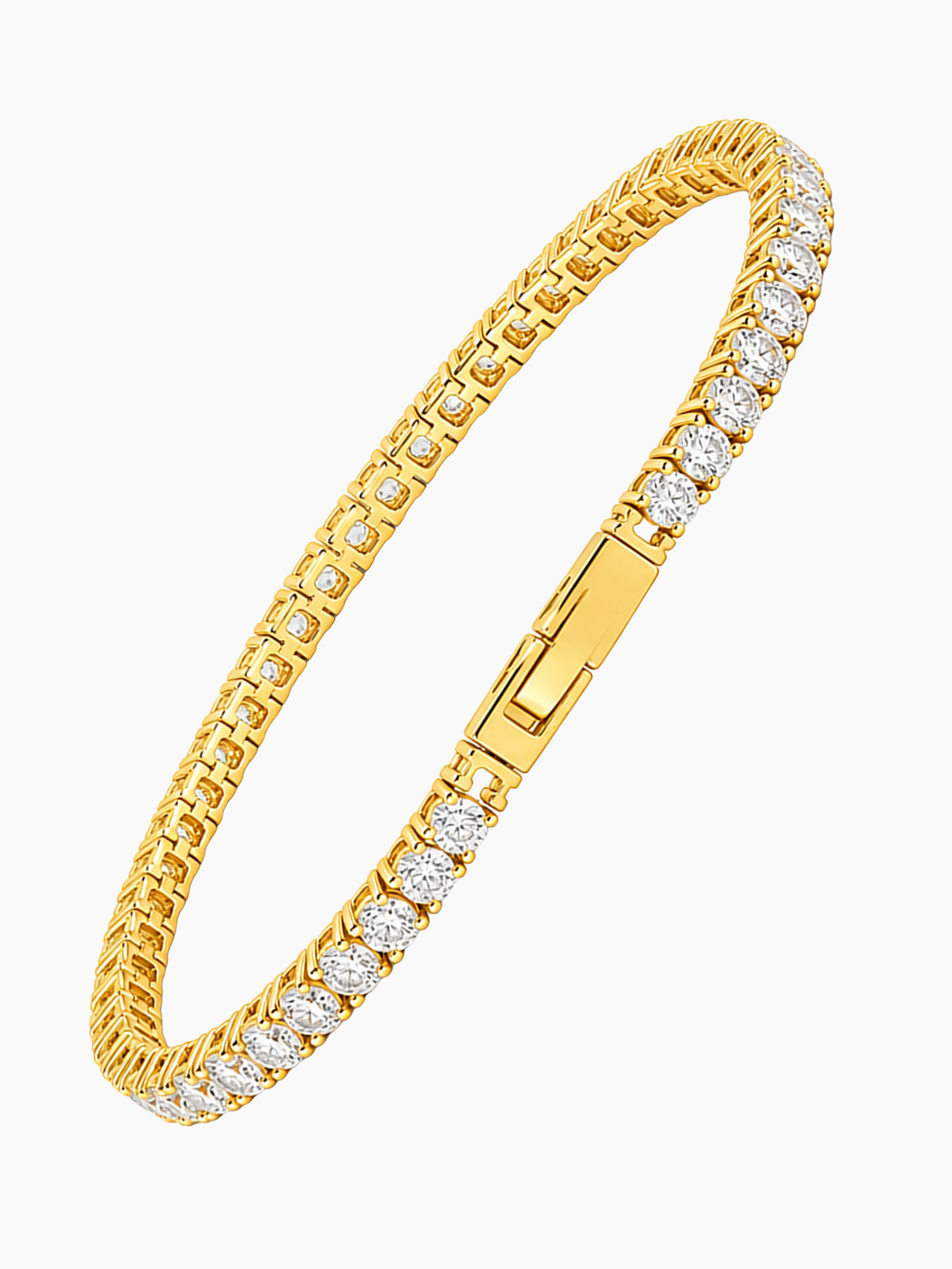 Sparkling Gold Tennis Bracelet 18K Gold Tone Finish