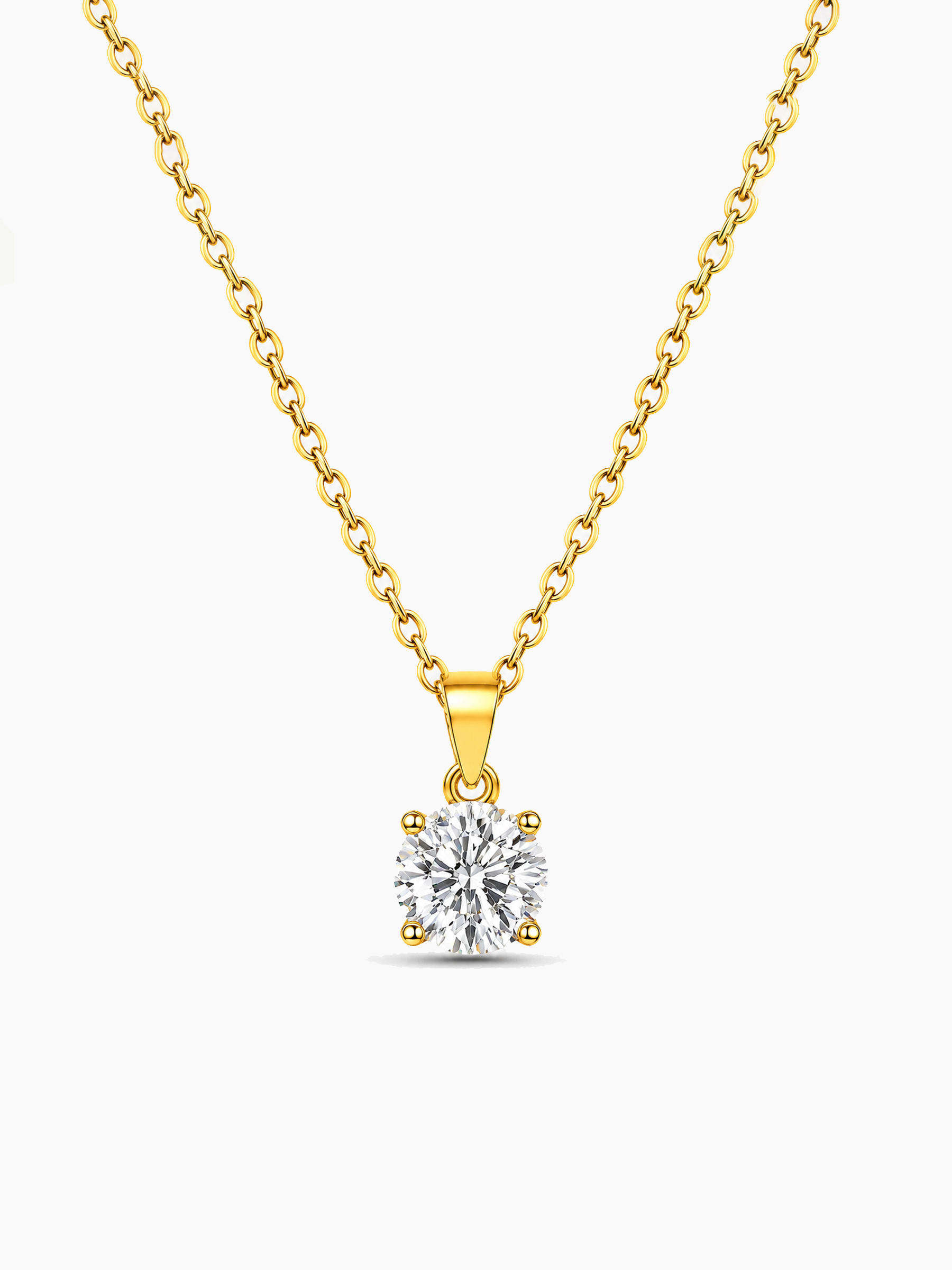 1.25Ct Solitaire Pendant Necklace 18K Gold Tone Finish