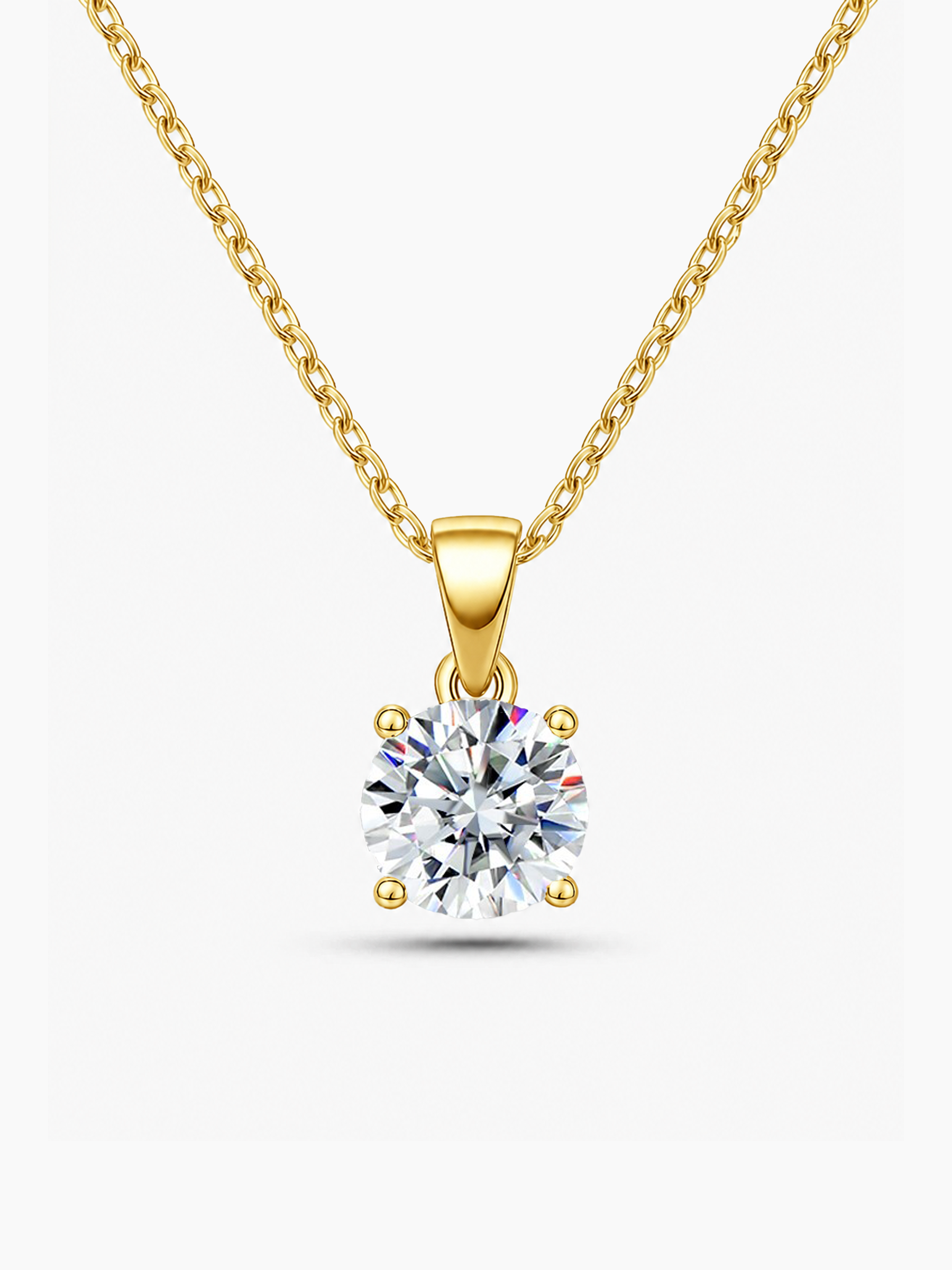 2Ct Solitaire Pendant Necklace 18K Gold Tone Finish