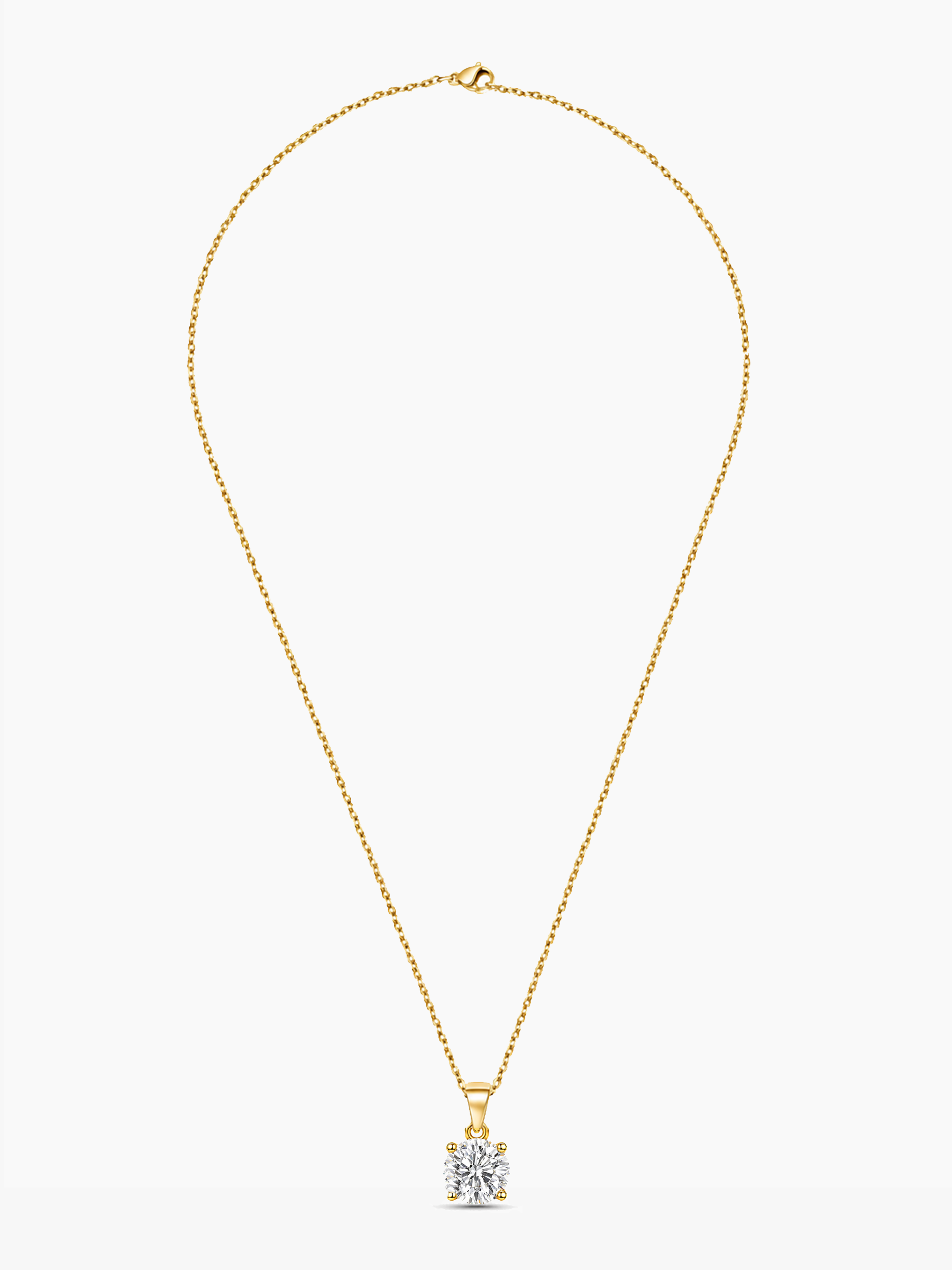 2Ct Solitaire Pendant Necklace 18K Gold Tone Finish