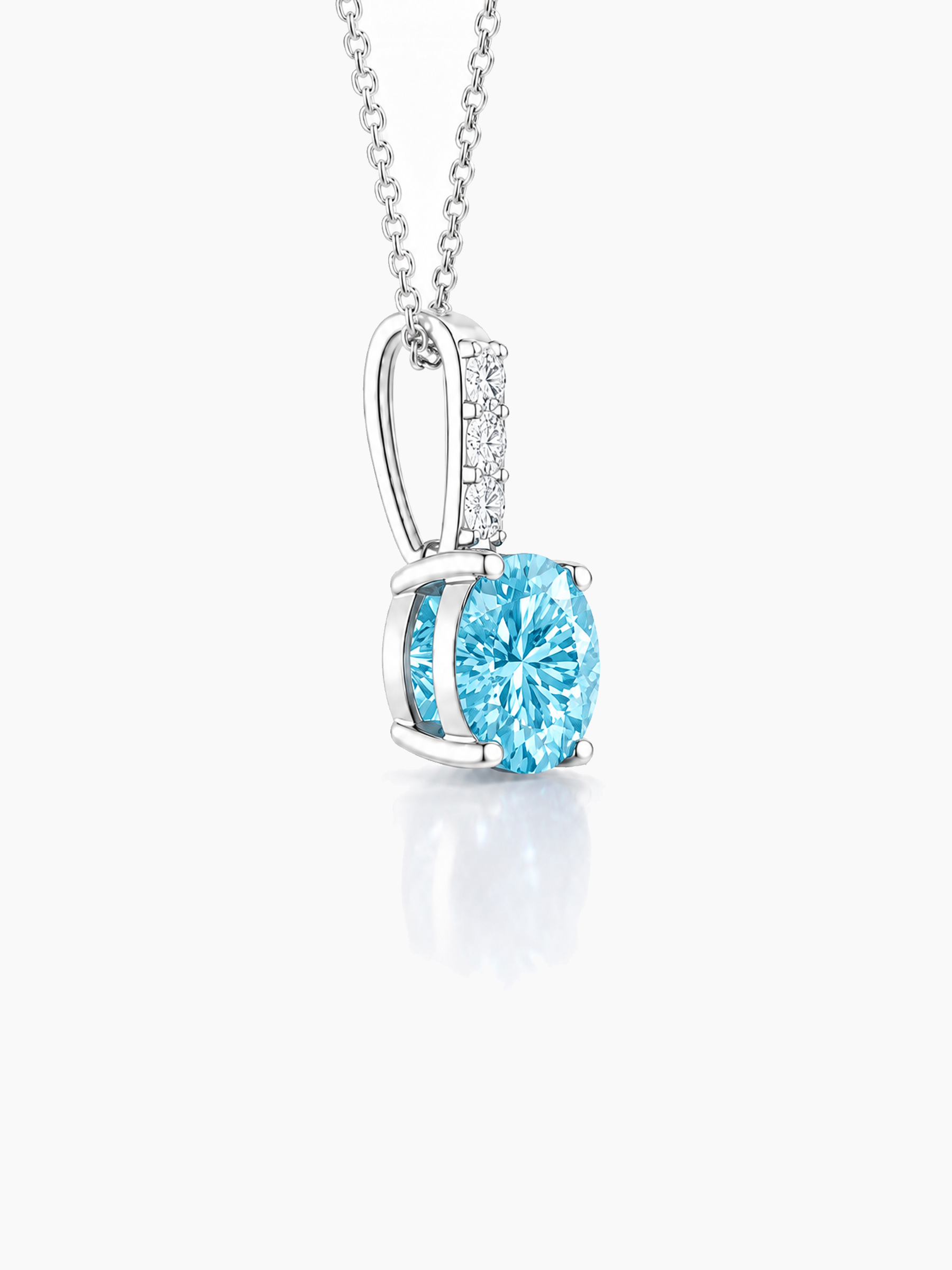 2Ct Lab Grown Aquamarine Blue & Moissanite Pendant Necklace