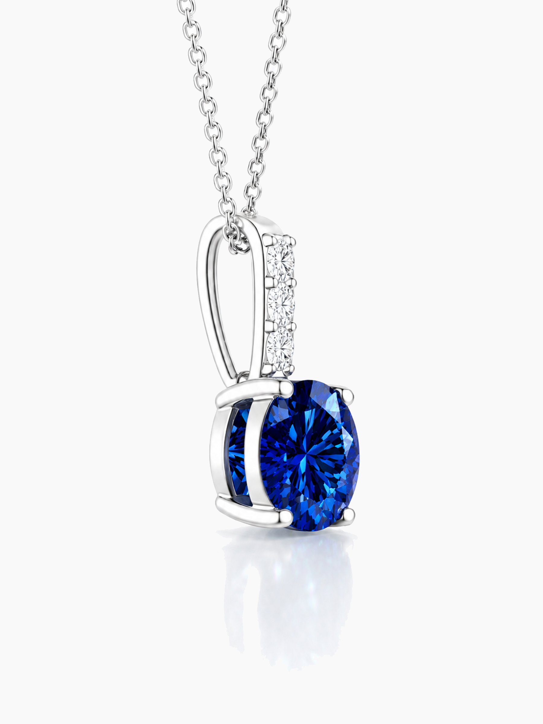 2Ct Lab Grown Blue Sapphire & Moissanite Round Cut Pendant Necklace