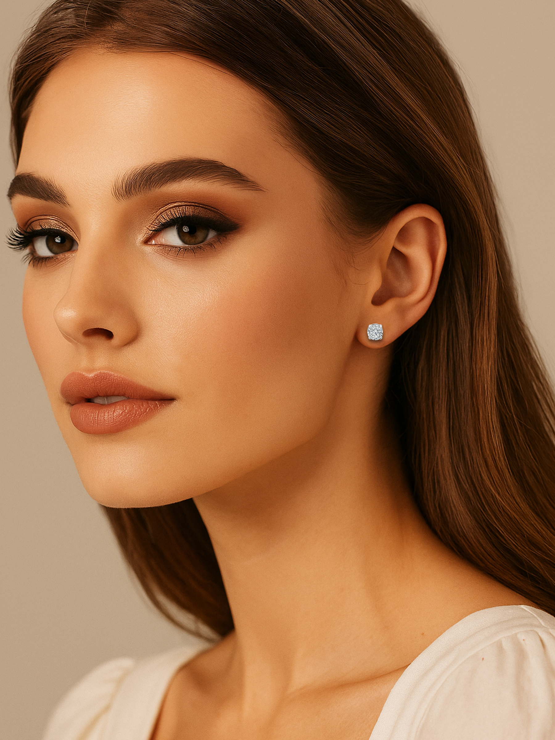 Round Silver Stud Earrings