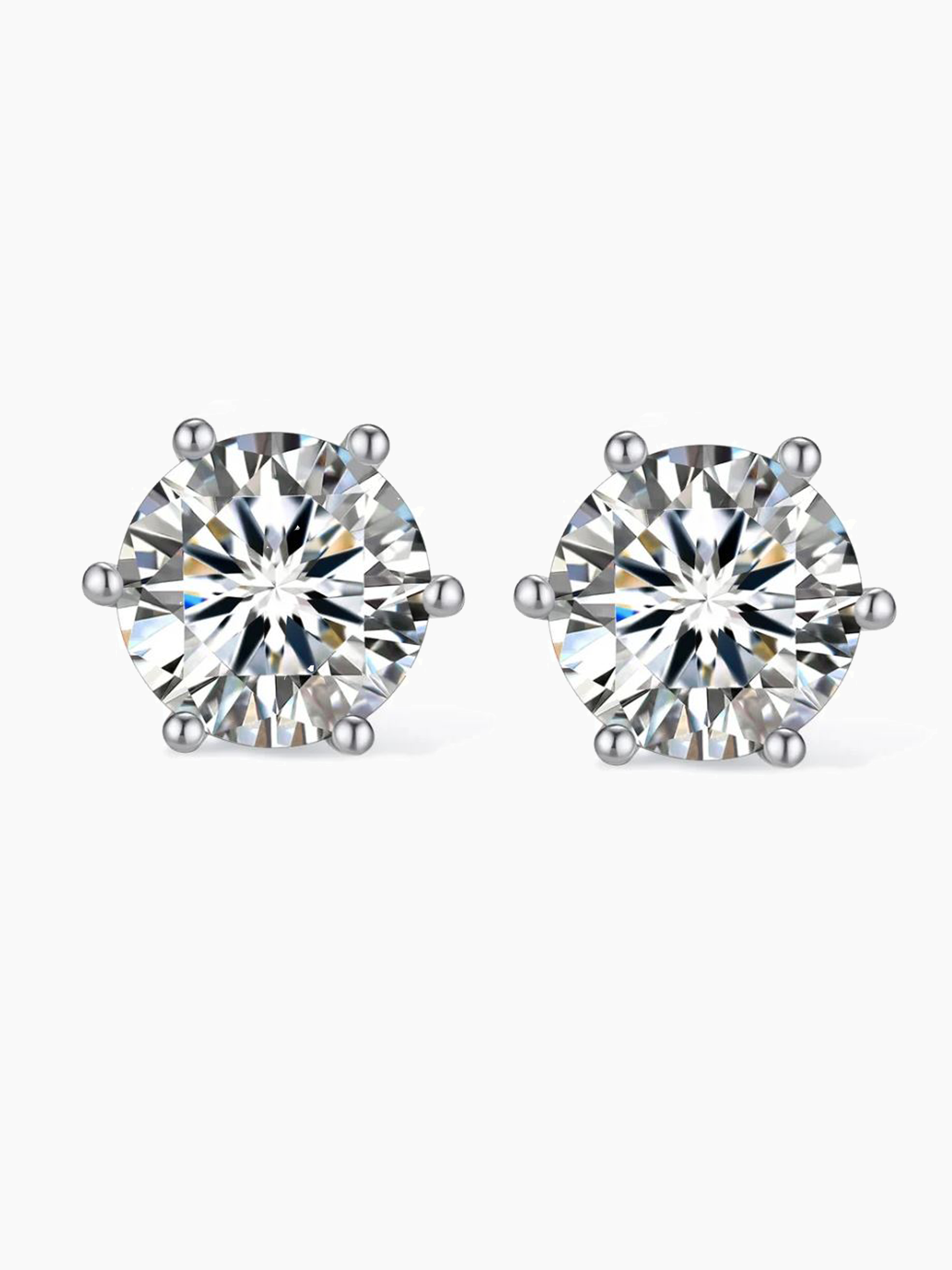 2Ct 6 Prong Moissanite Diamond Earrings