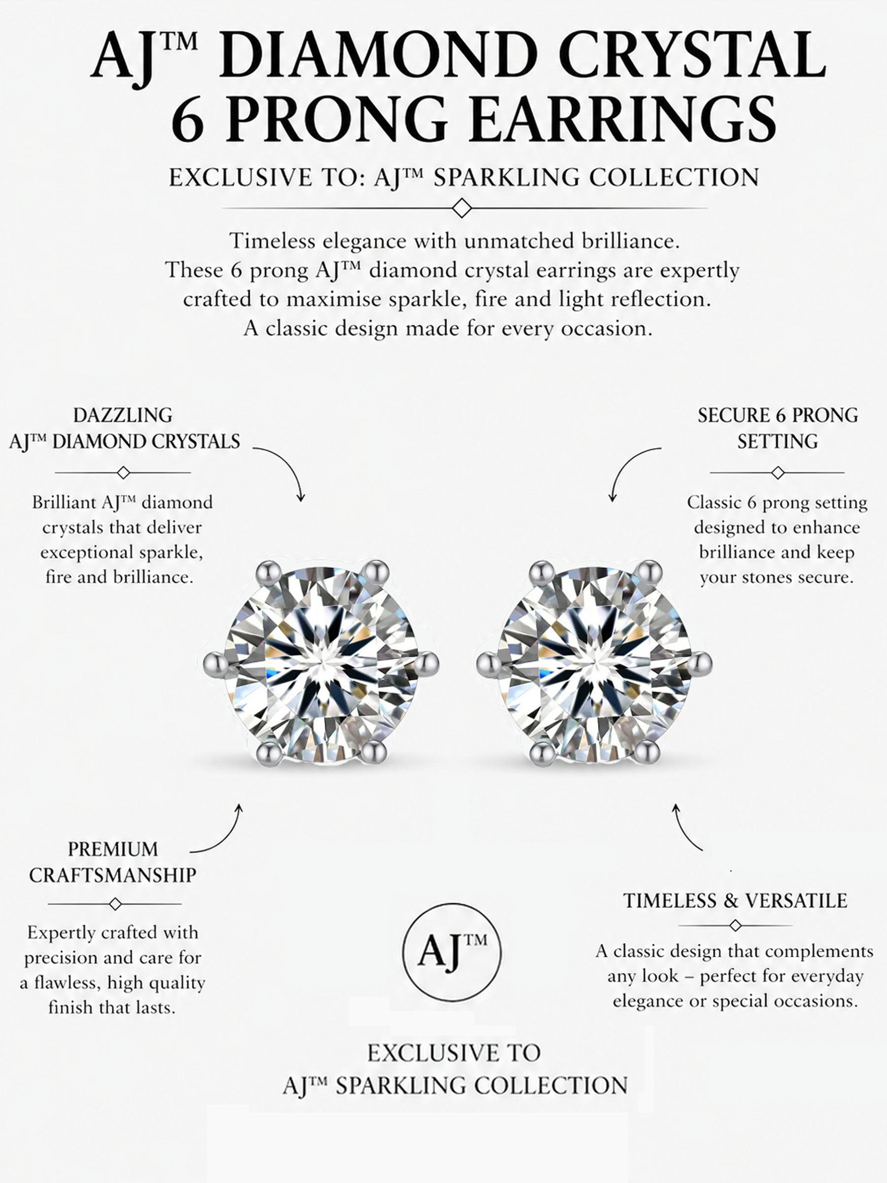 2Ct 6 Prong Moissanite Diamond Earrings