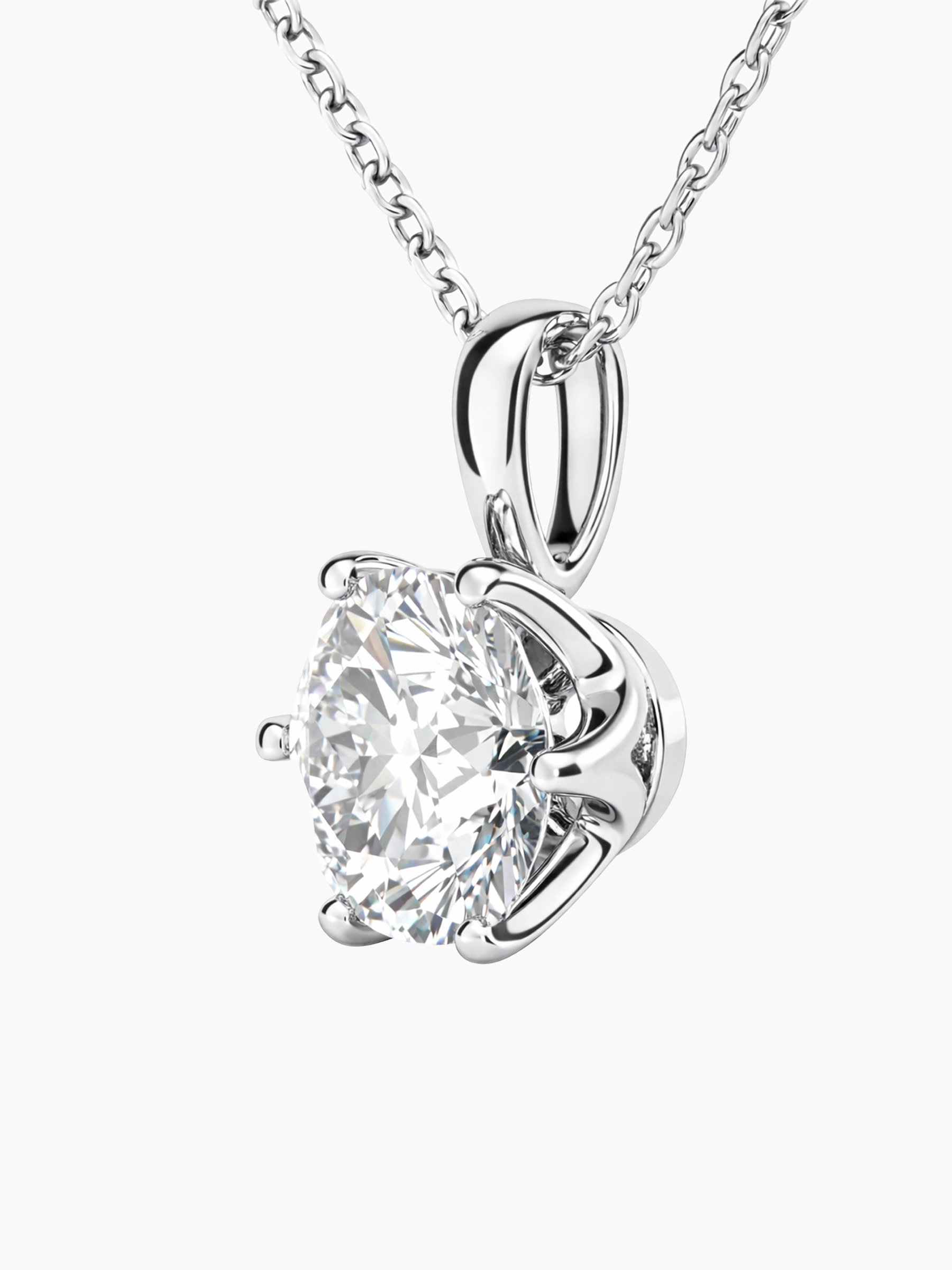 2Ct Round Lab Diamond Moissanite Pendant Necklace