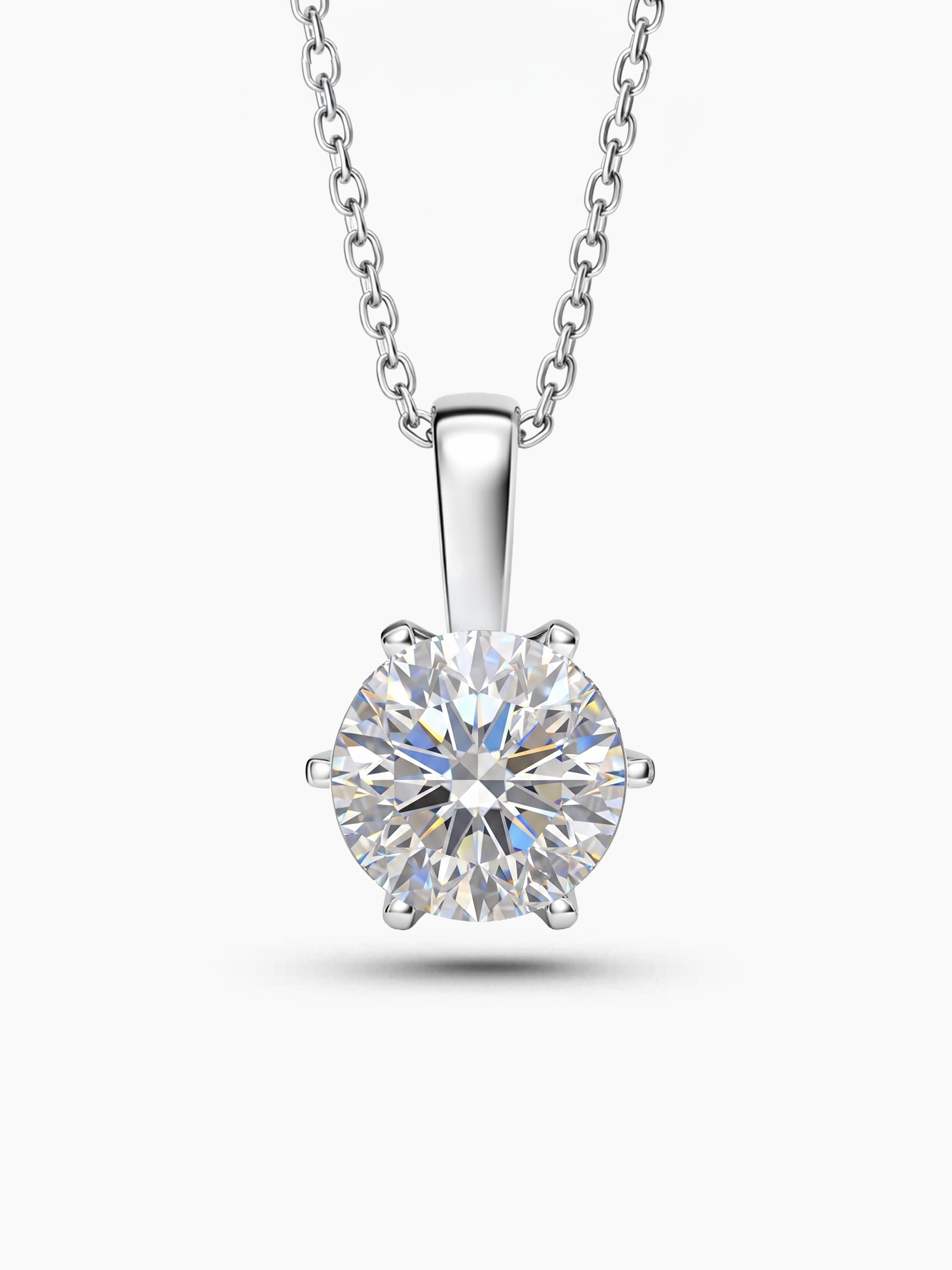 2Ct Round Lab Diamond Moissanite Pendant Necklace