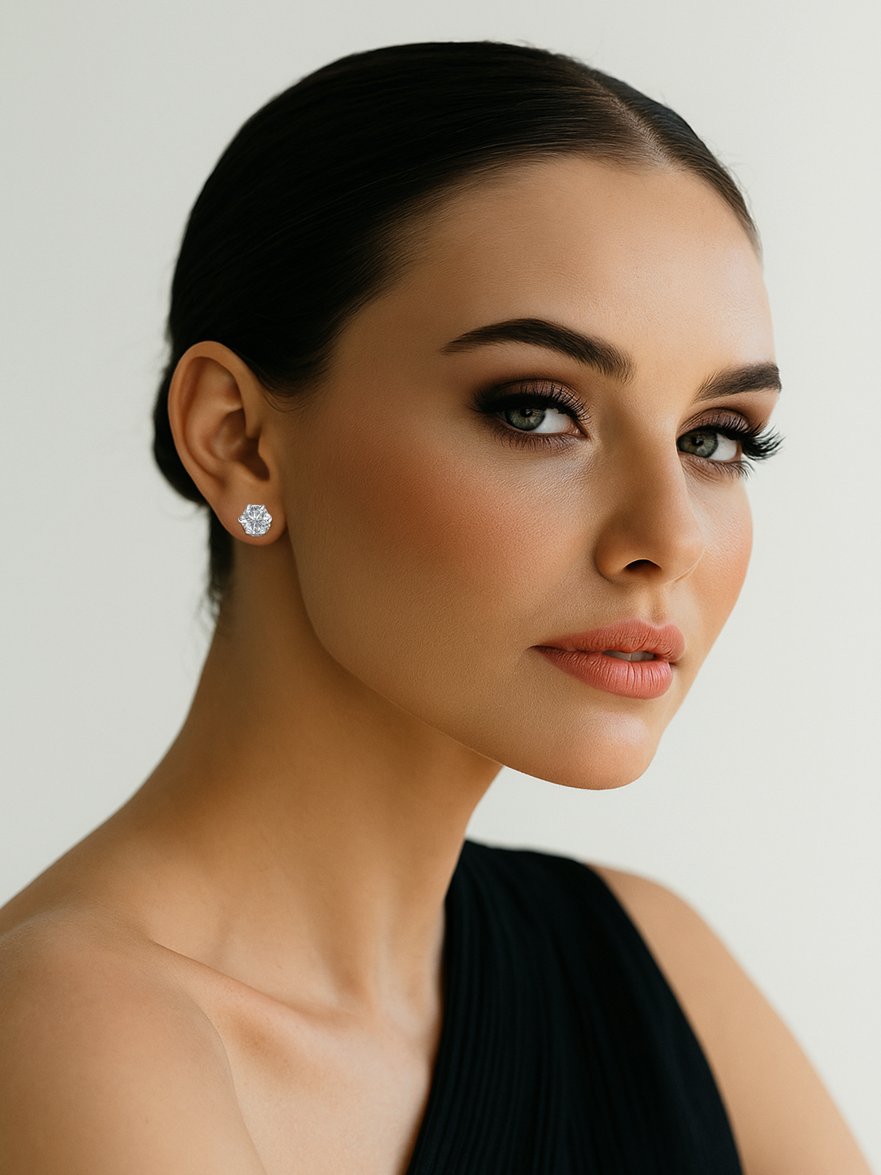 White Sapphire Stud Earrings