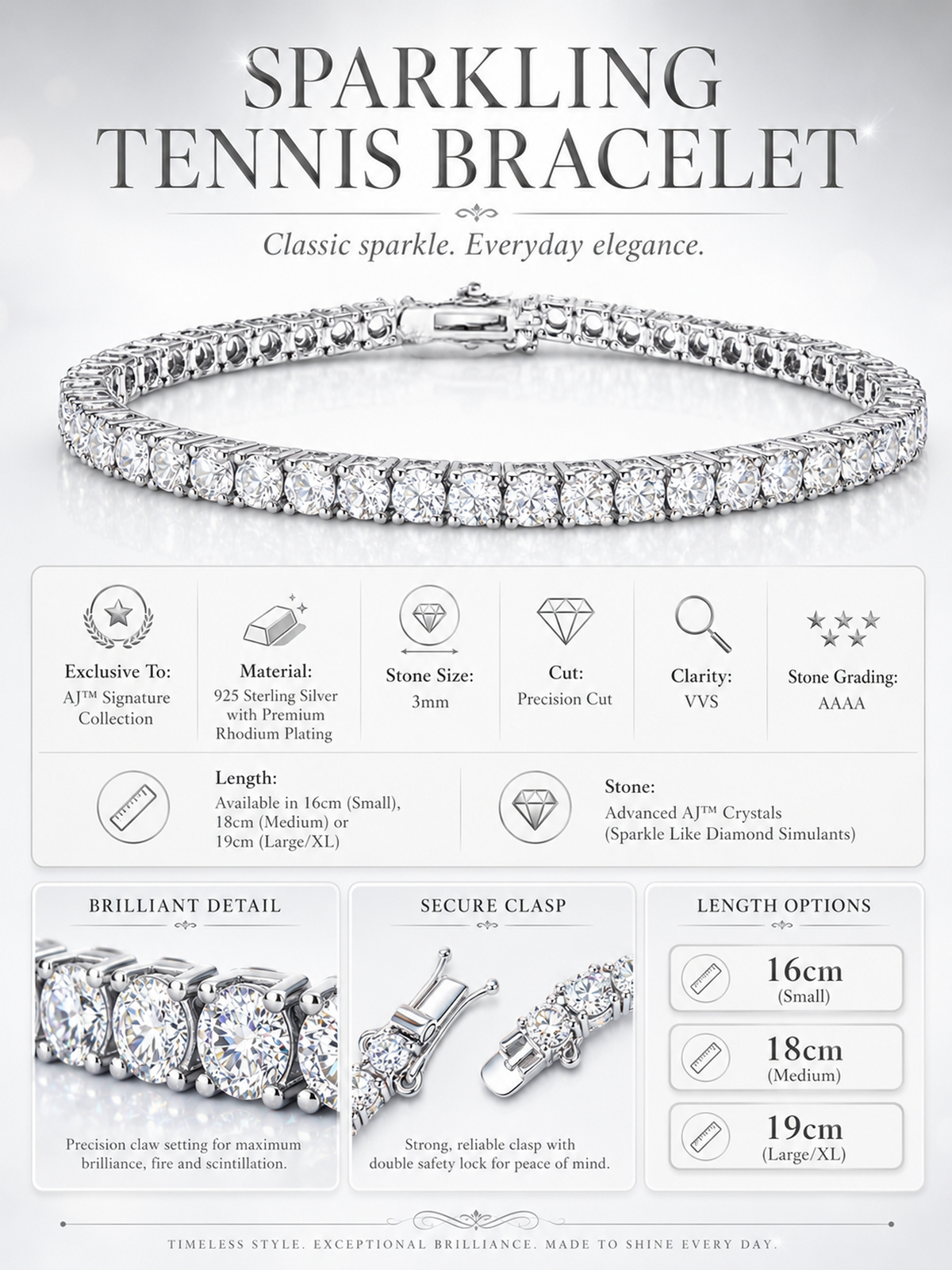 Sparkling Tennis Bracelet Sterling Silver