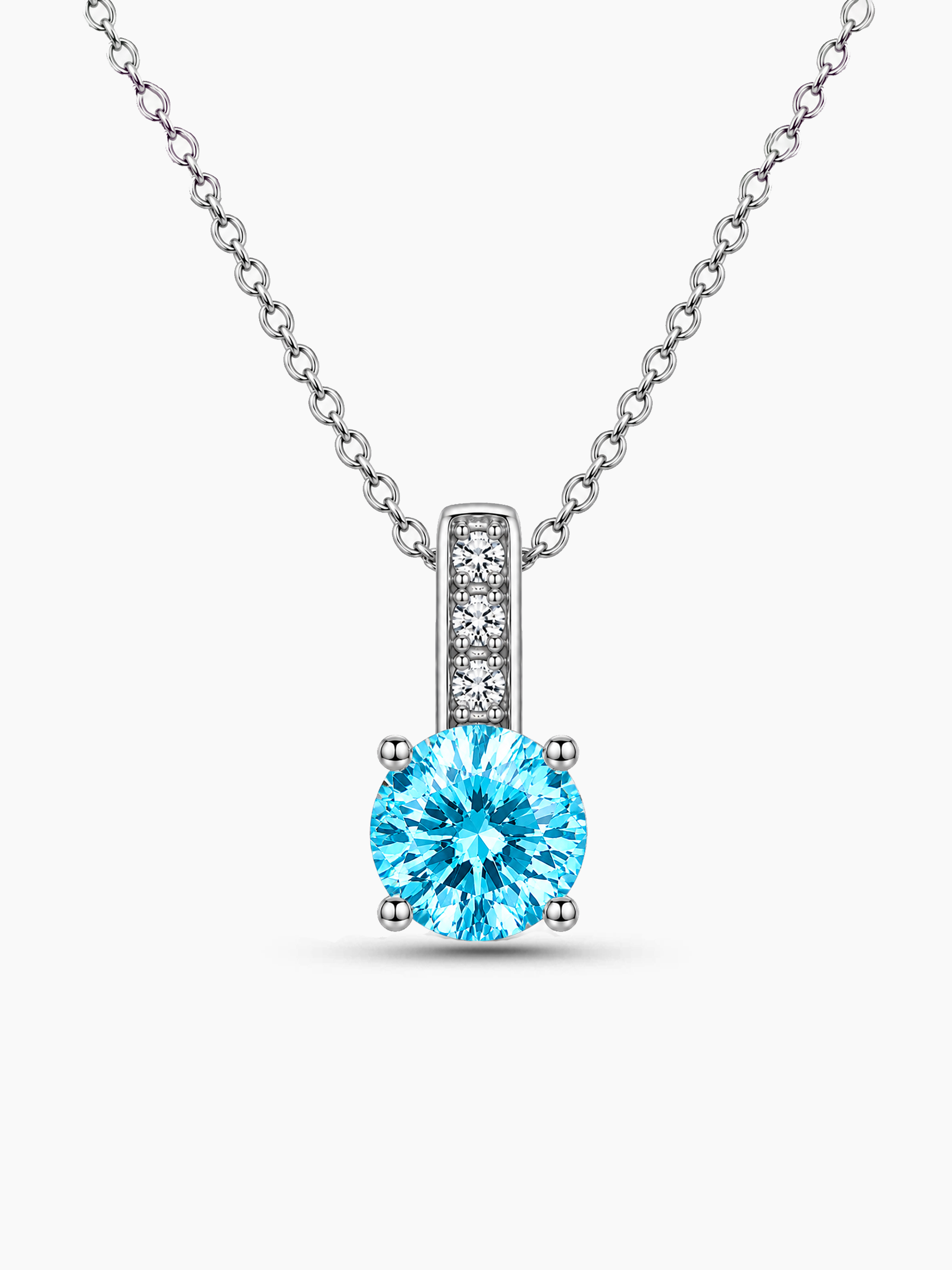 2Ct Lab Grown Aquamarine Blue & Moissanite Pendant Necklace
