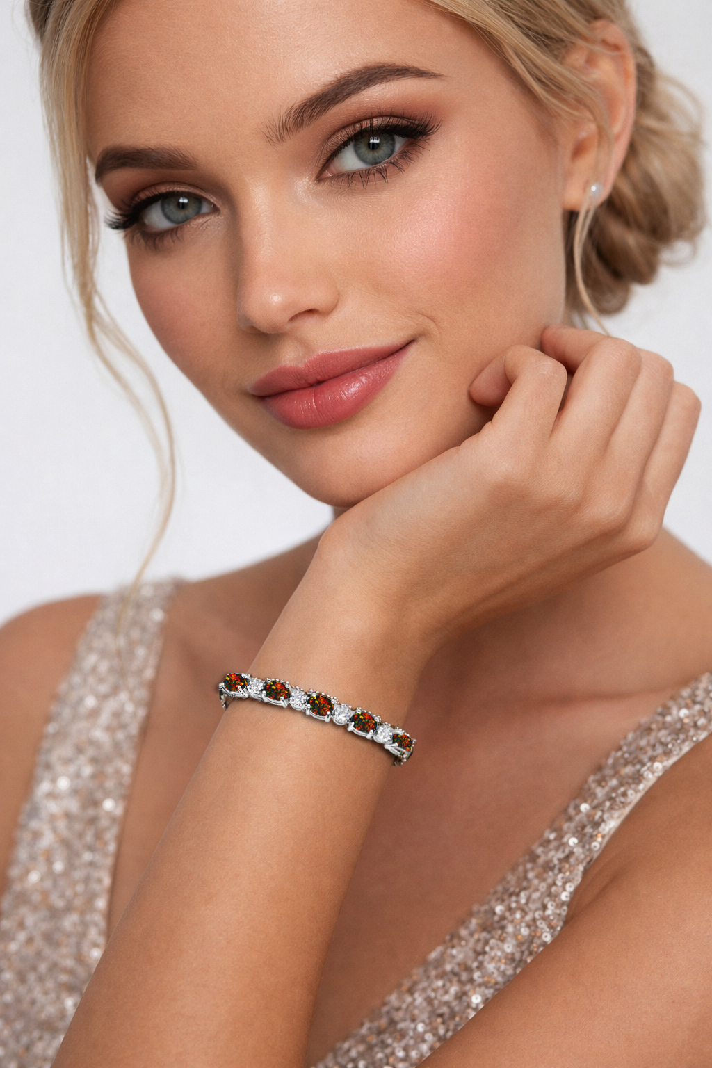 Black Opal Adjustable Bracelet Sterling Silver