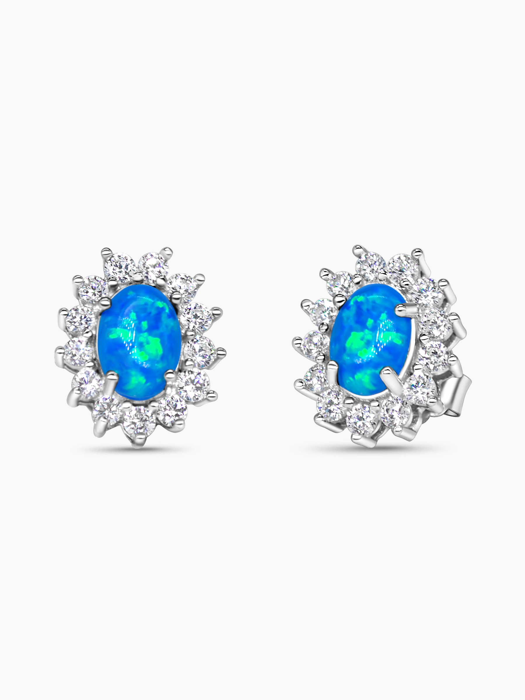 Blue Opal Stud Earrings