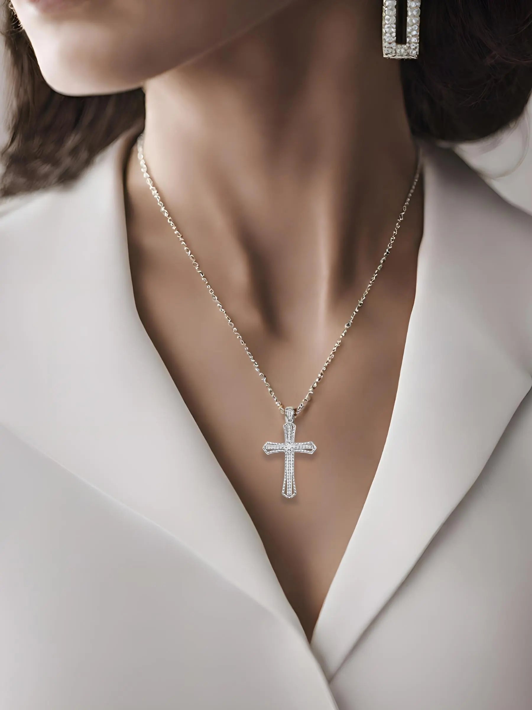 Cross Mossanite Diamond Necklace - AMBER JONES