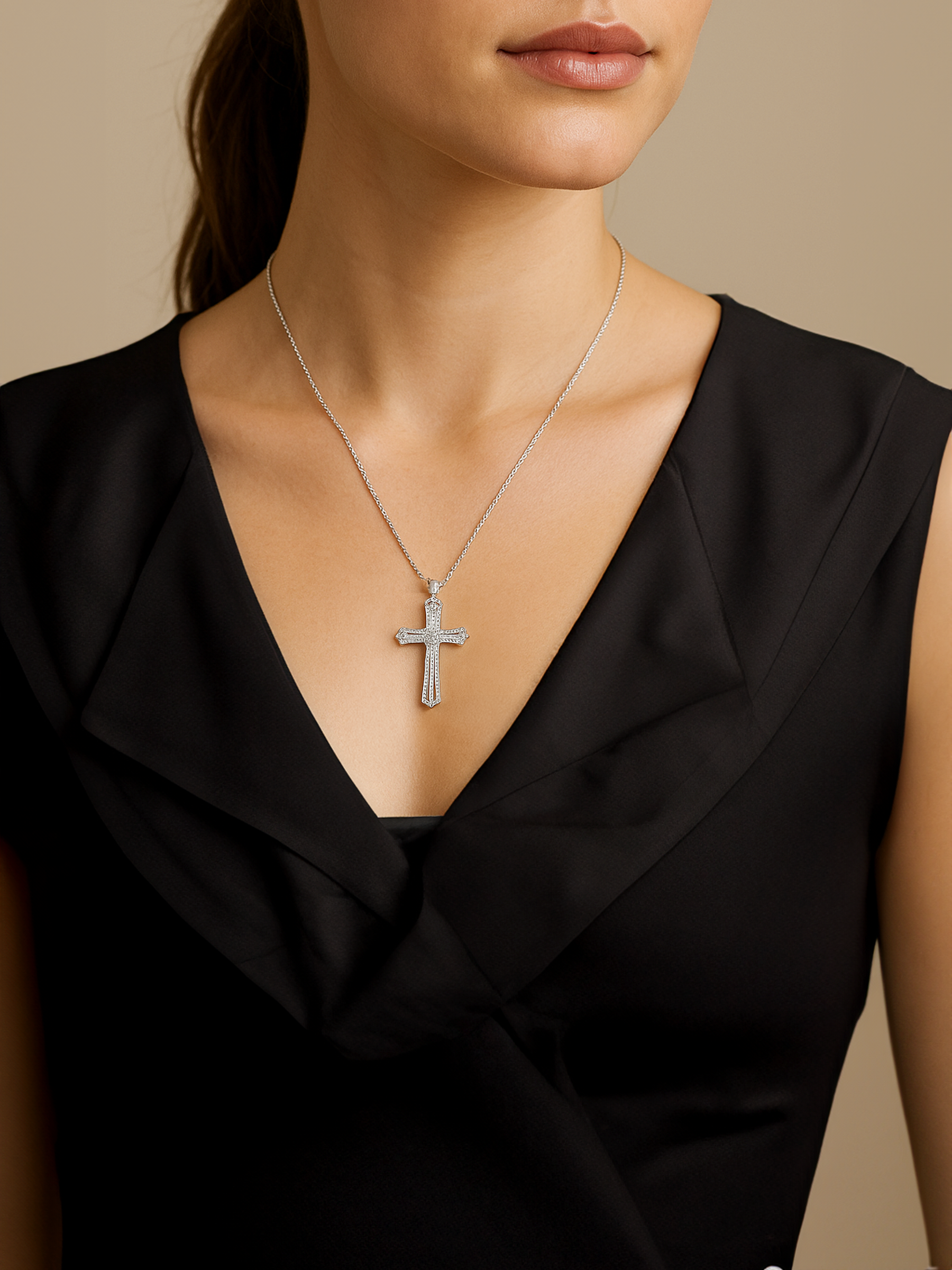Cross Moissanite Diamond Necklace