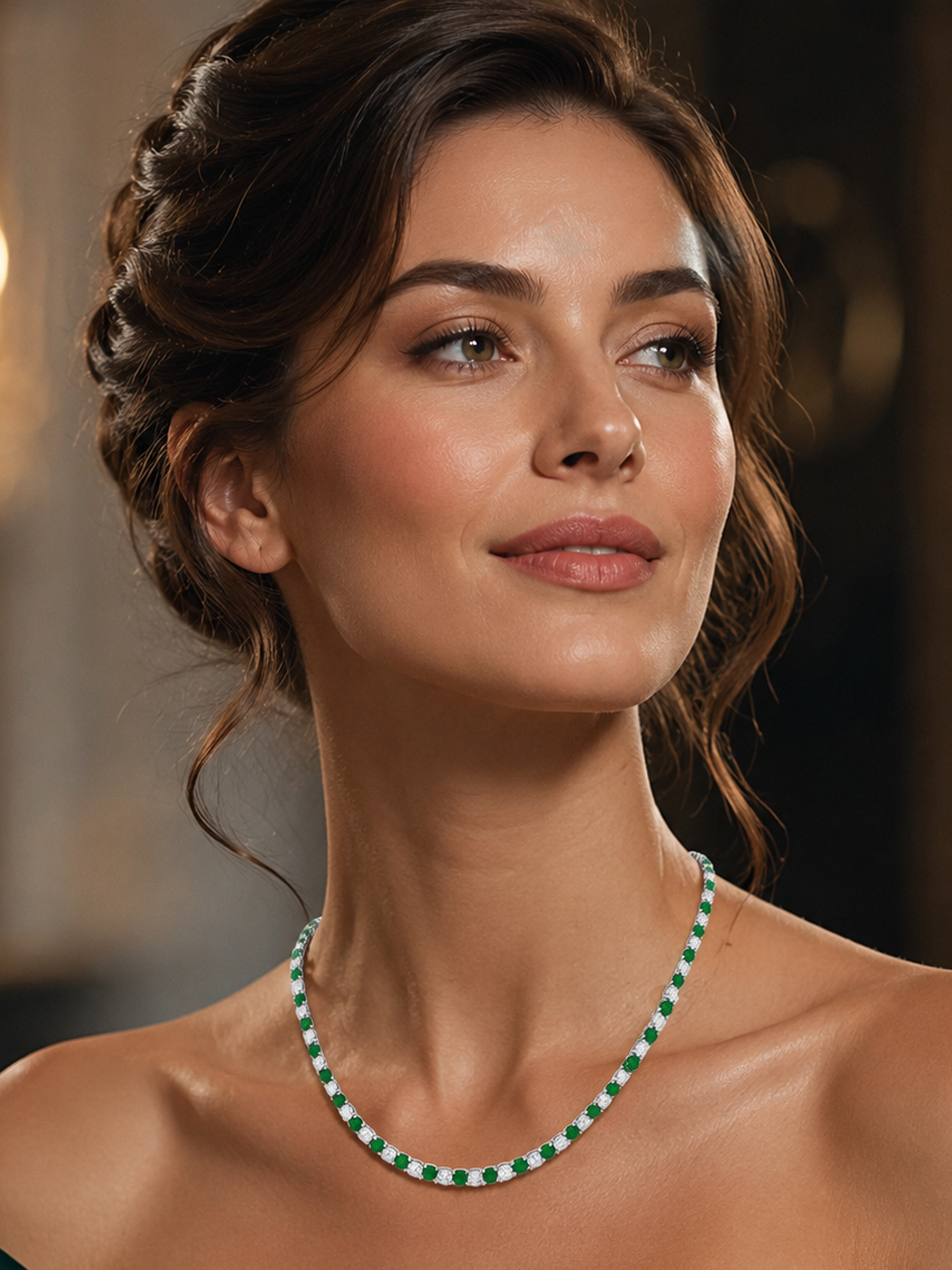 Sparkling 5.7ct Lab Emerald Tennis Necklace