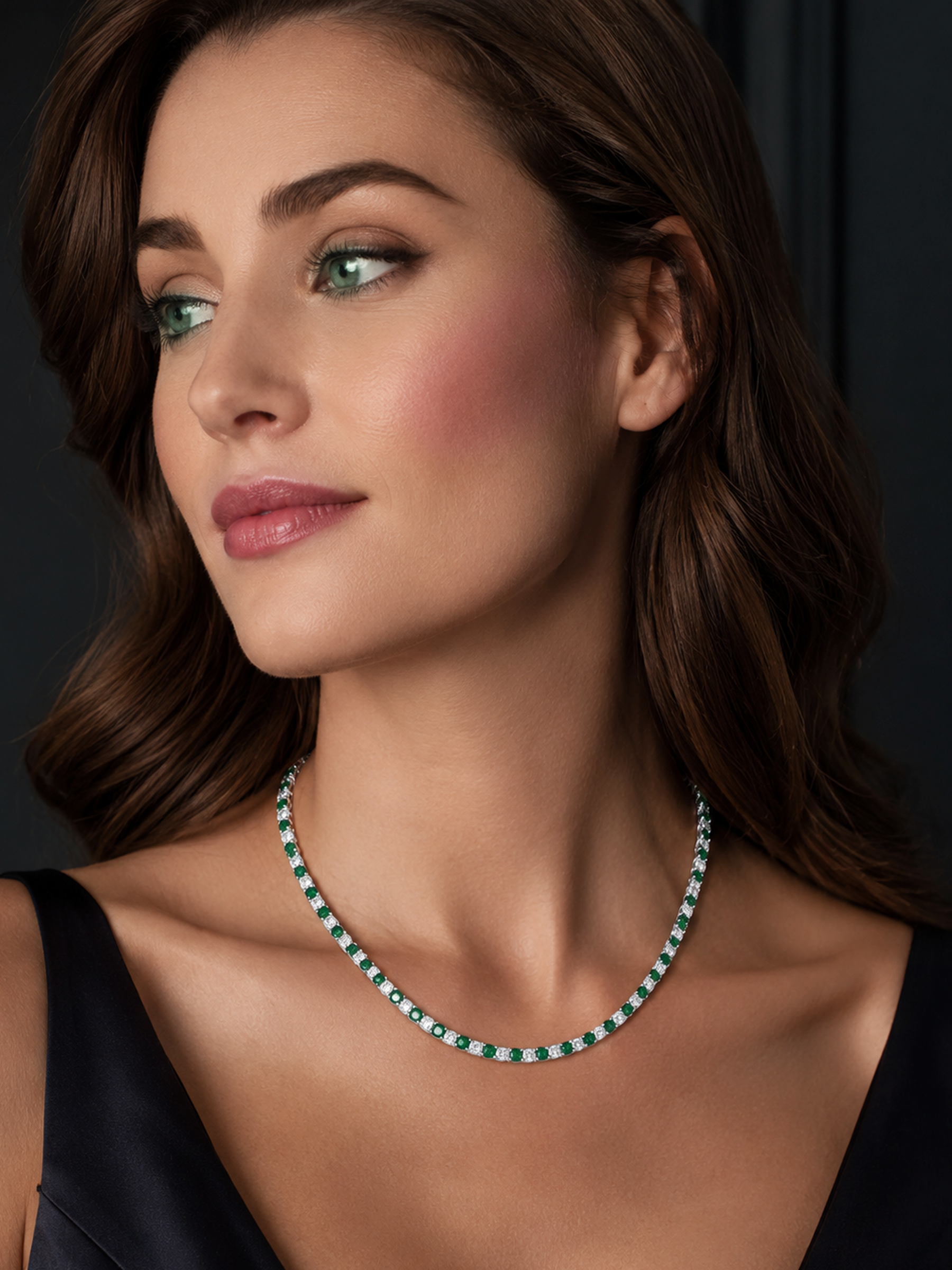 Sparkling 5.7ct Lab Emerald Tennis Necklace