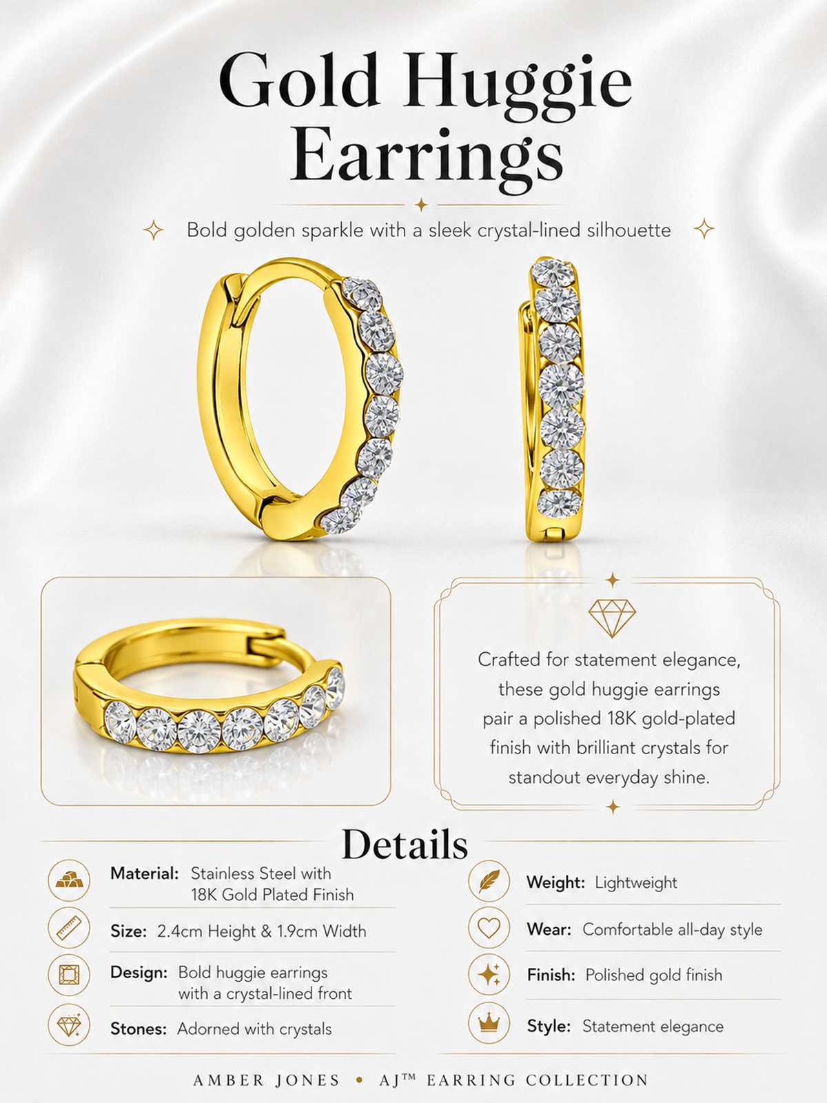 Huggies Earrings 18K Gold Plated