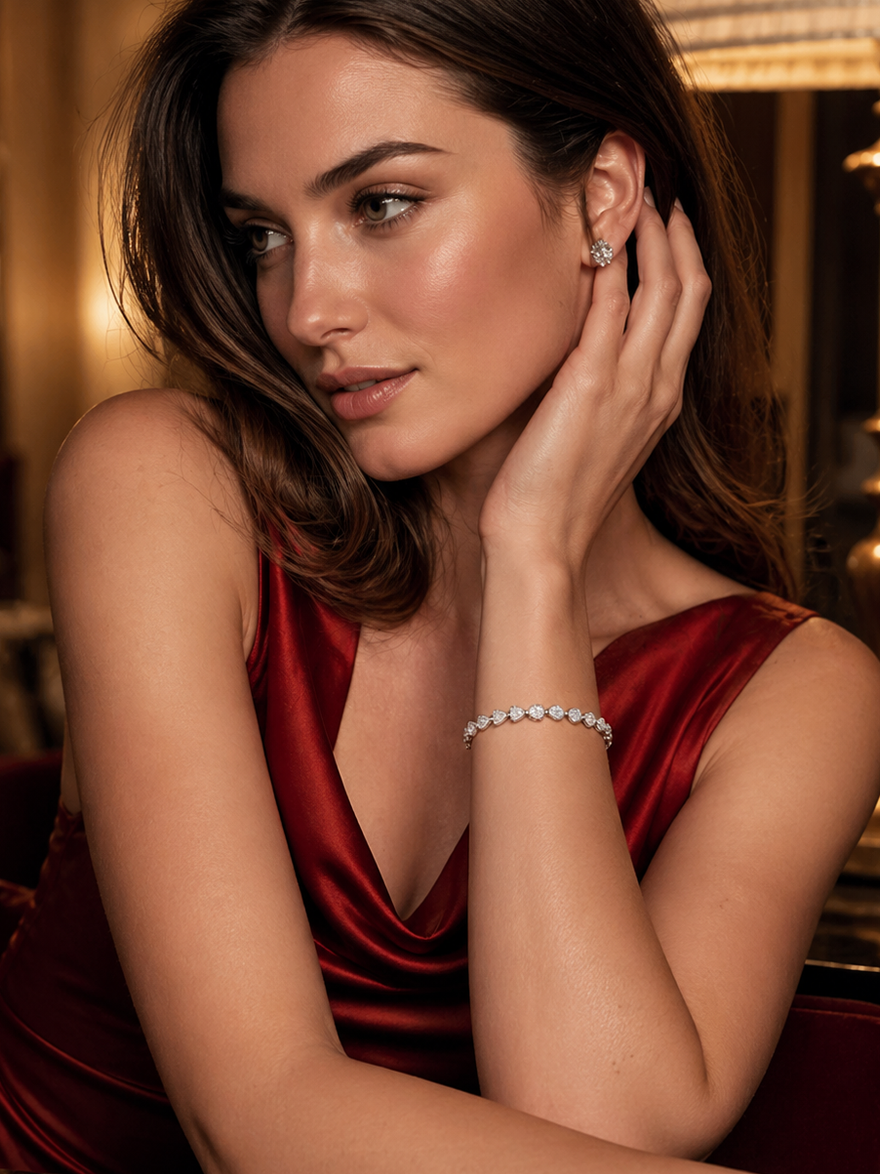 Heart Tennis Bracelet White Sapphire