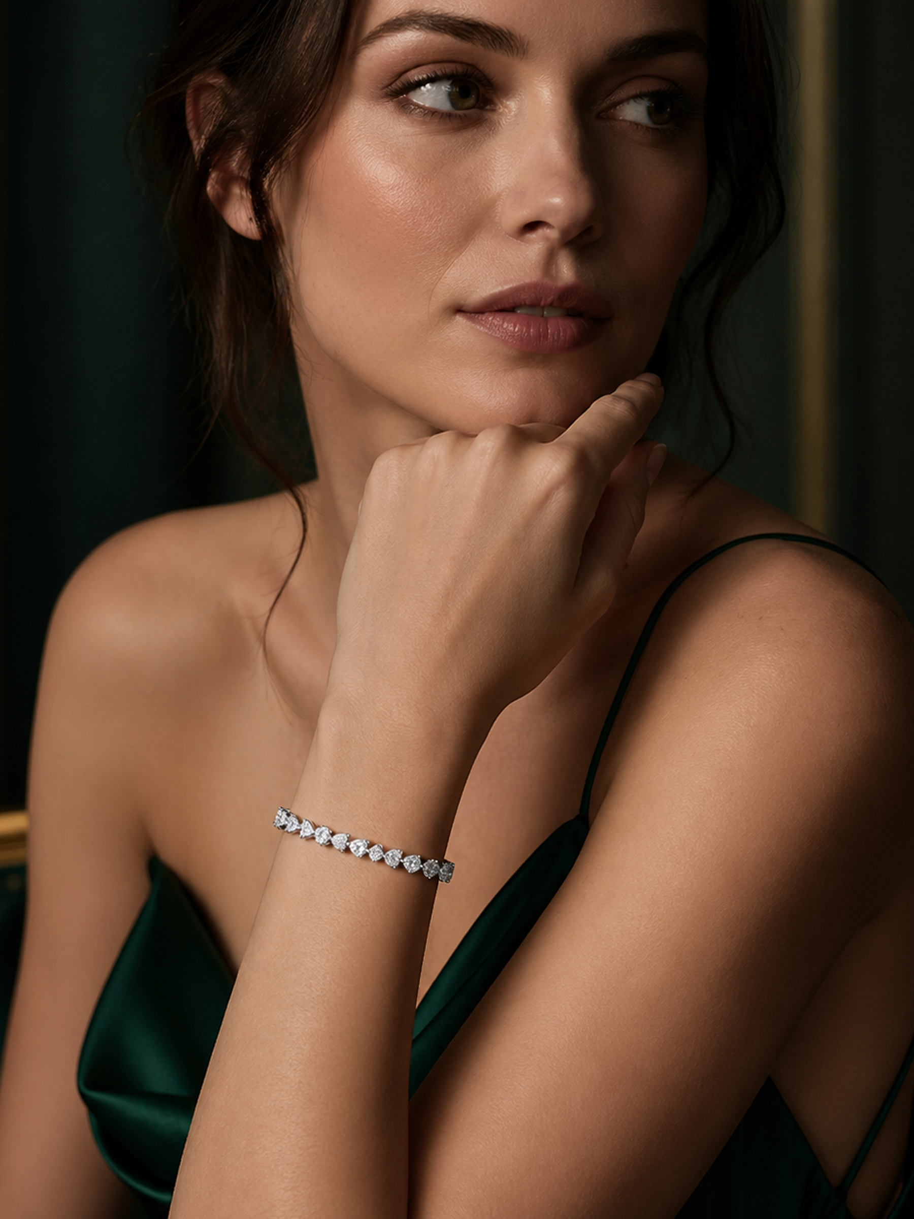Heart Tennis Bracelet White Sapphire