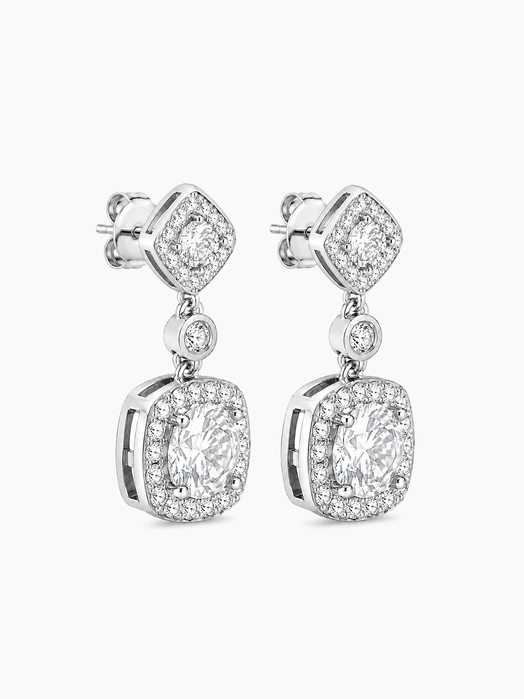 Moissanite Diamond Square Drop Earrings