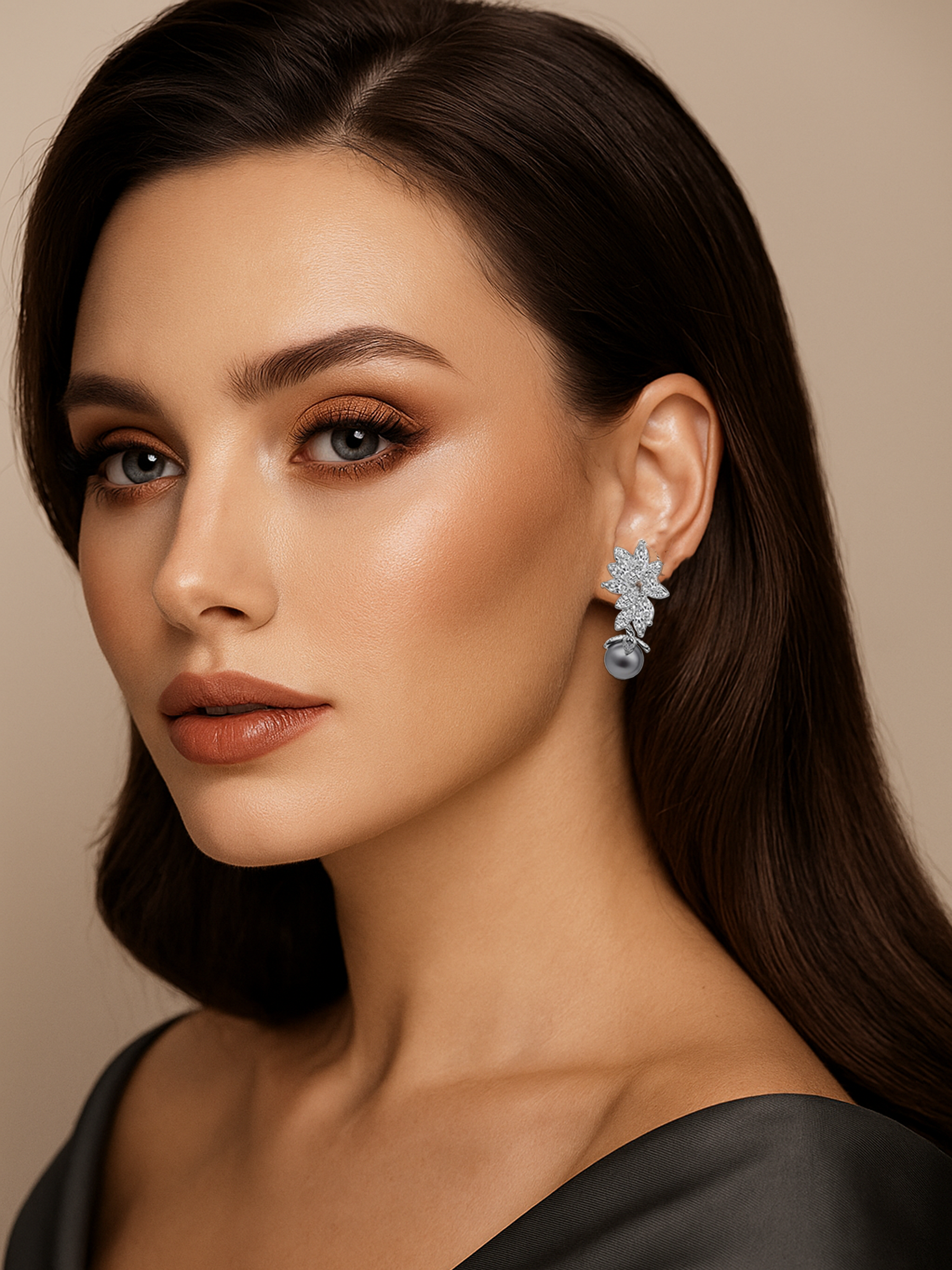 Marquise Grey Pearl Drop Earrings