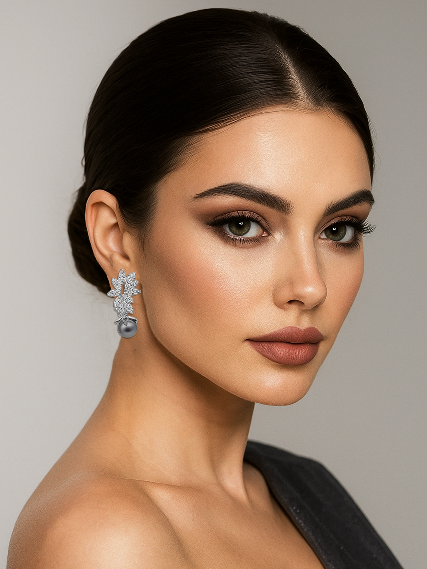 Marquise Grey Pearl Drop Earrings