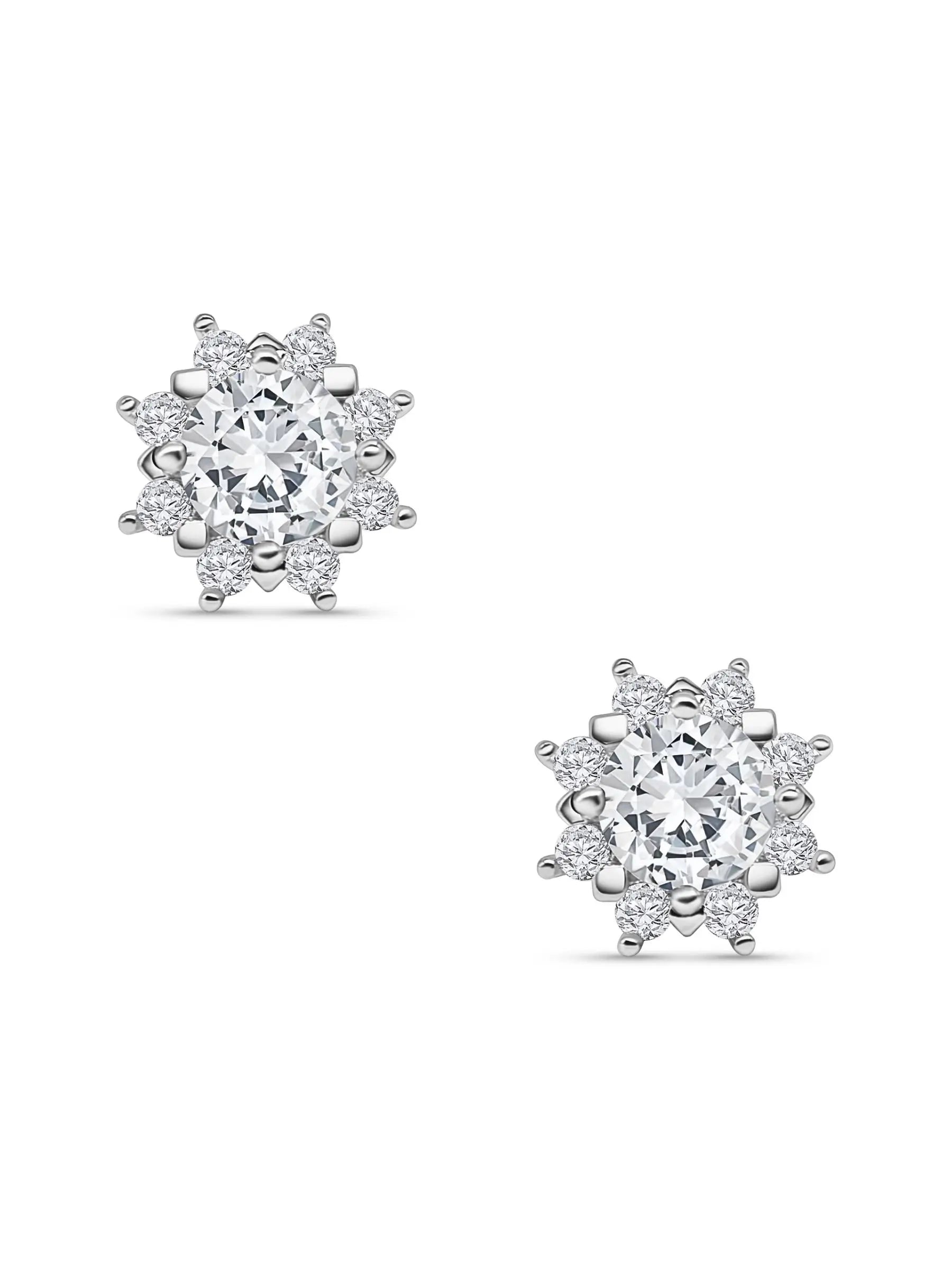 Moissanite Diamond Flower Stud Earrings - AMBER JONES