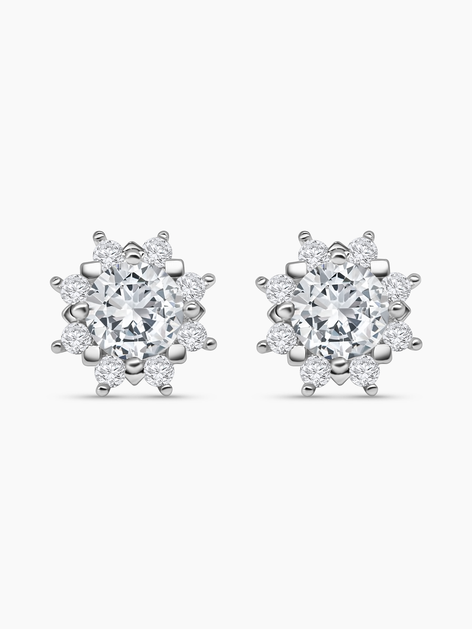 Moissanite Diamond Flower Stud Earrings