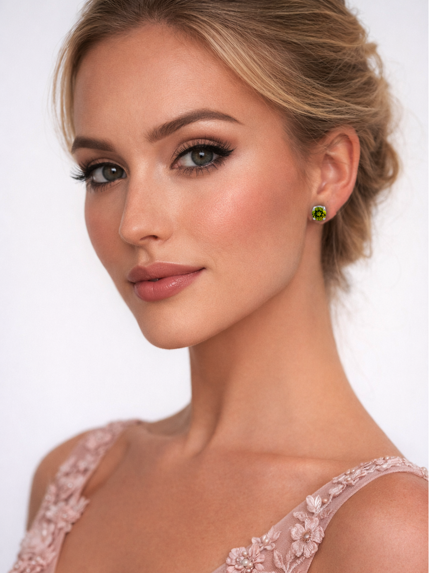 Peridot Green Stud Earrings 925 Sterling Silver