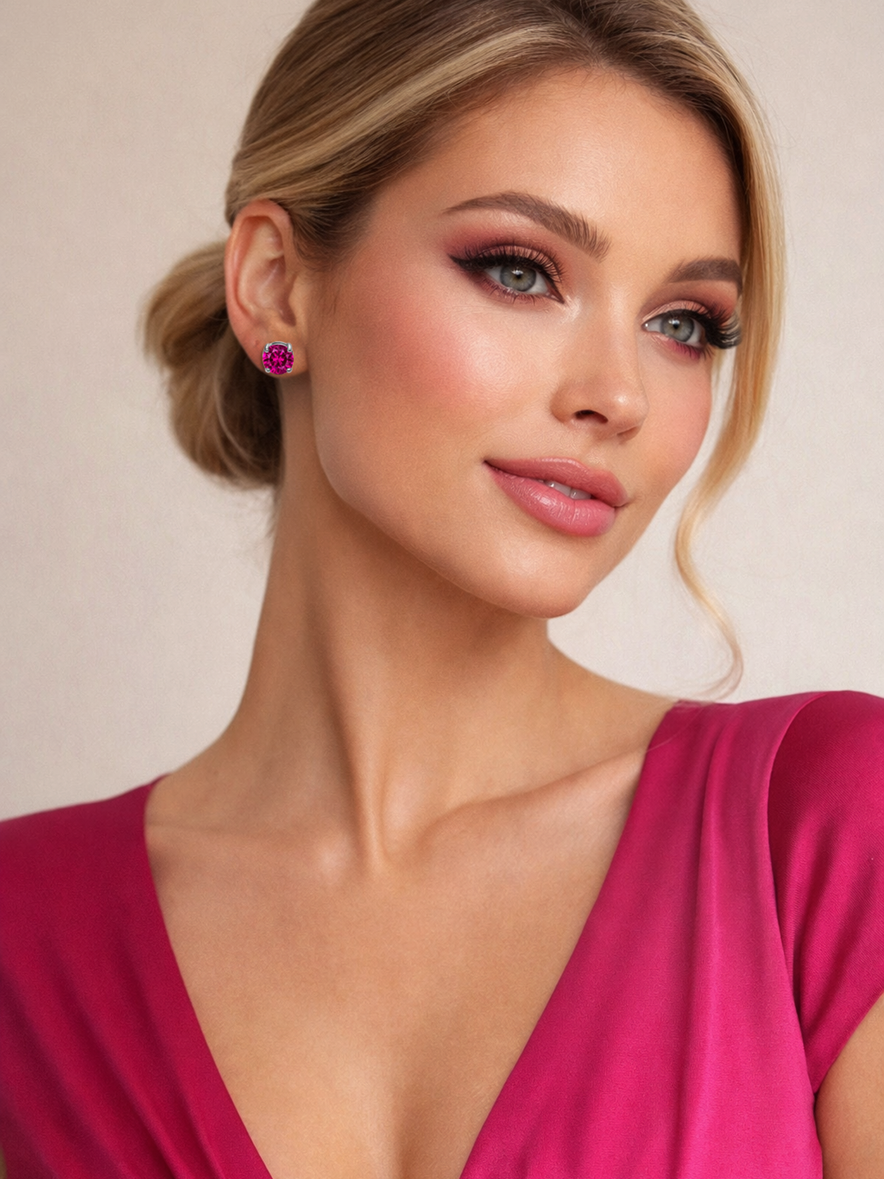 Pink Tourmaline Stud Earrings 925 Sterling Silver