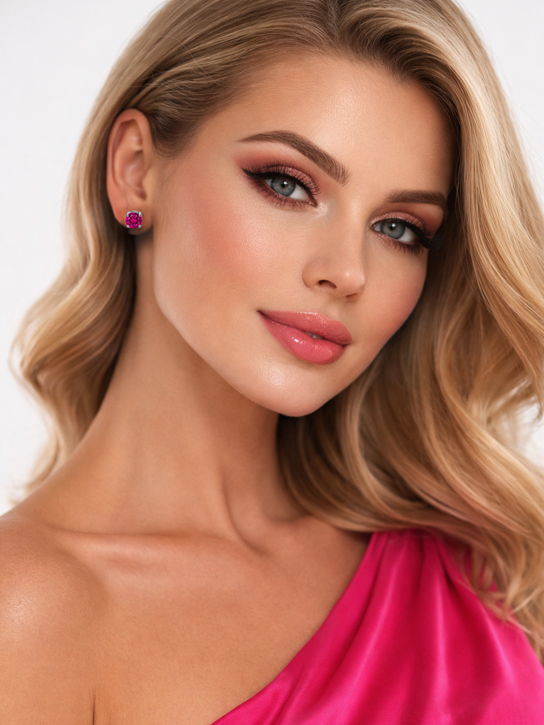 Pink Tourmaline Stud Earrings 925 Sterling Silver