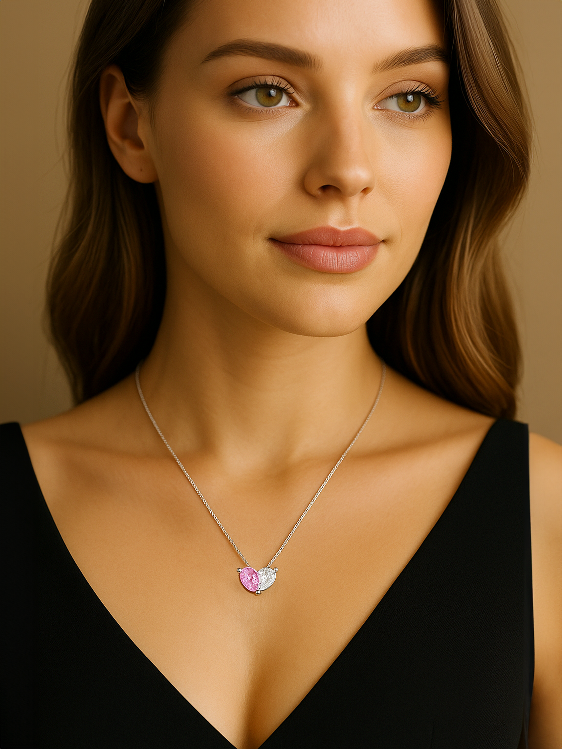 Pink Sapphire Love Heart Necklace