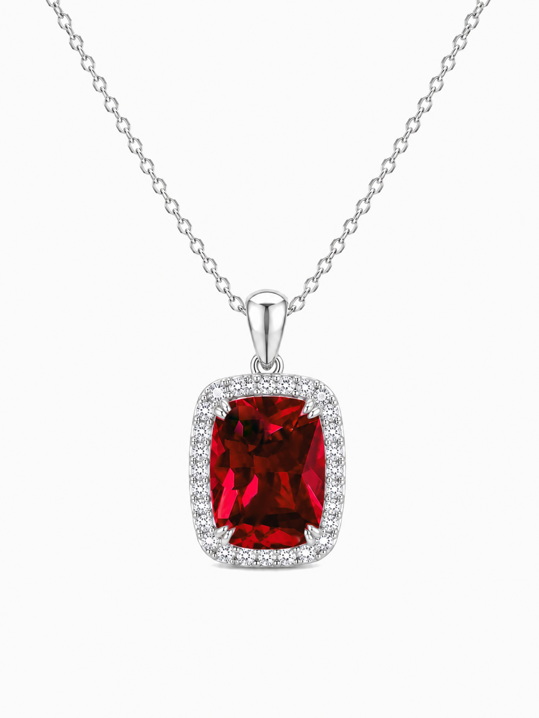 3Ct Lab Ruby Pendant Necklace