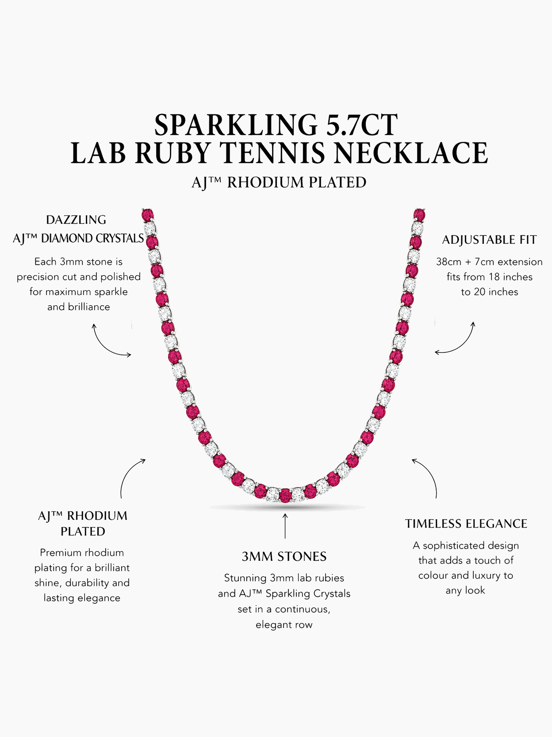 Sparkling 5.7ct Lab Ruby Tennis Necklace
