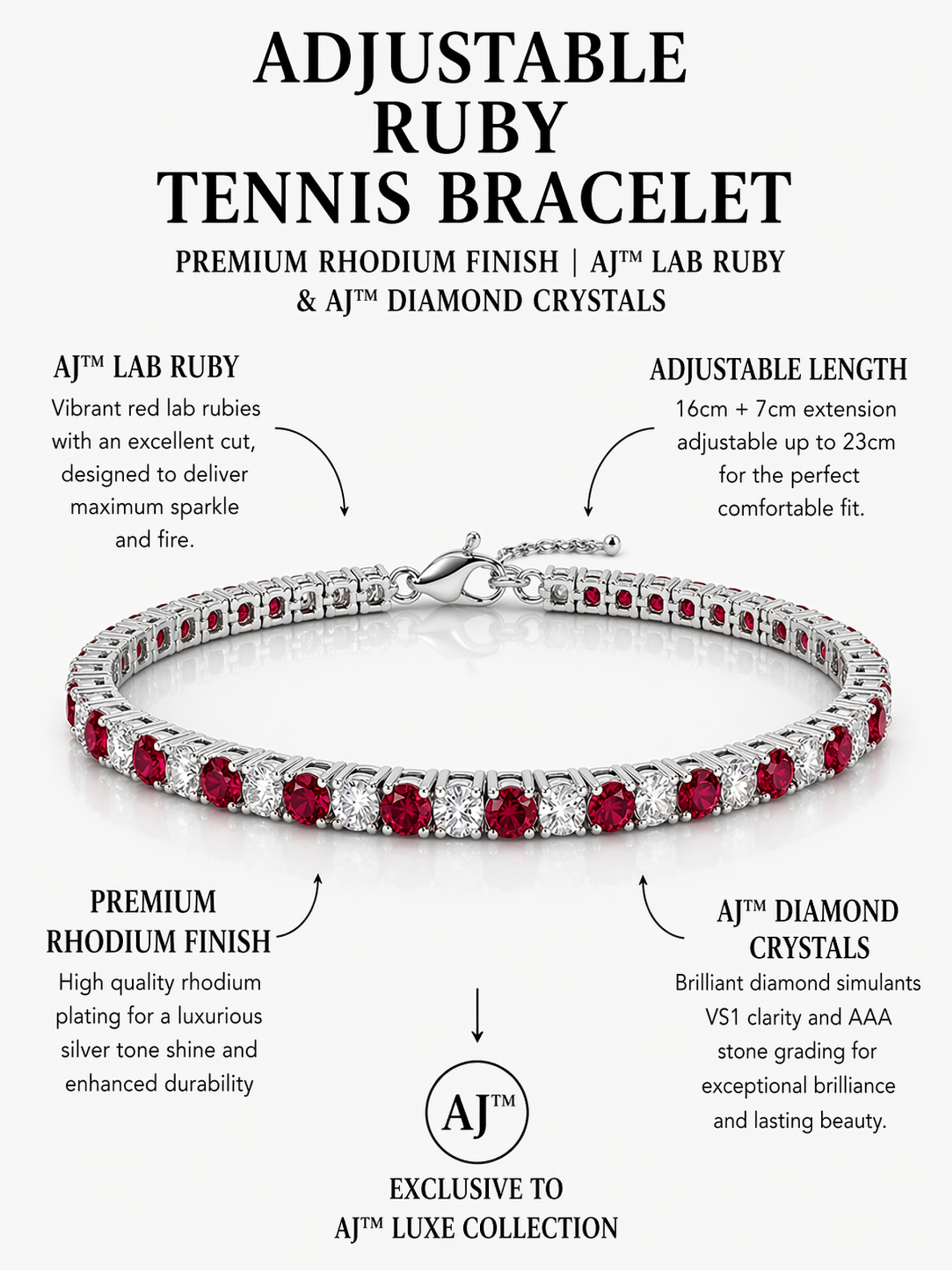 Adjustable Ruby Tennis Bracelet