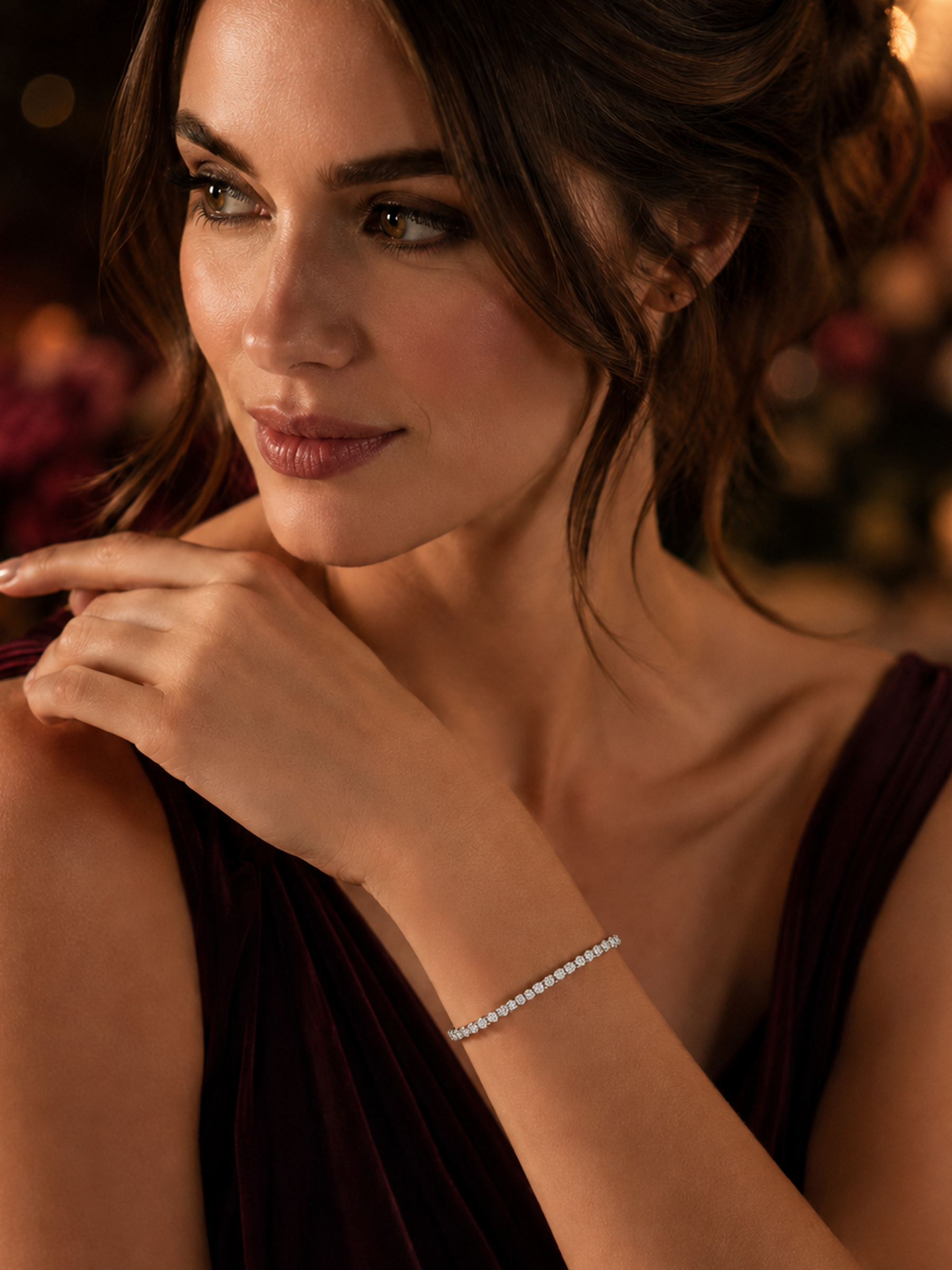 Woman wearing 5Ct Sparkling Moissanite Diamond Tennis Bracelet
