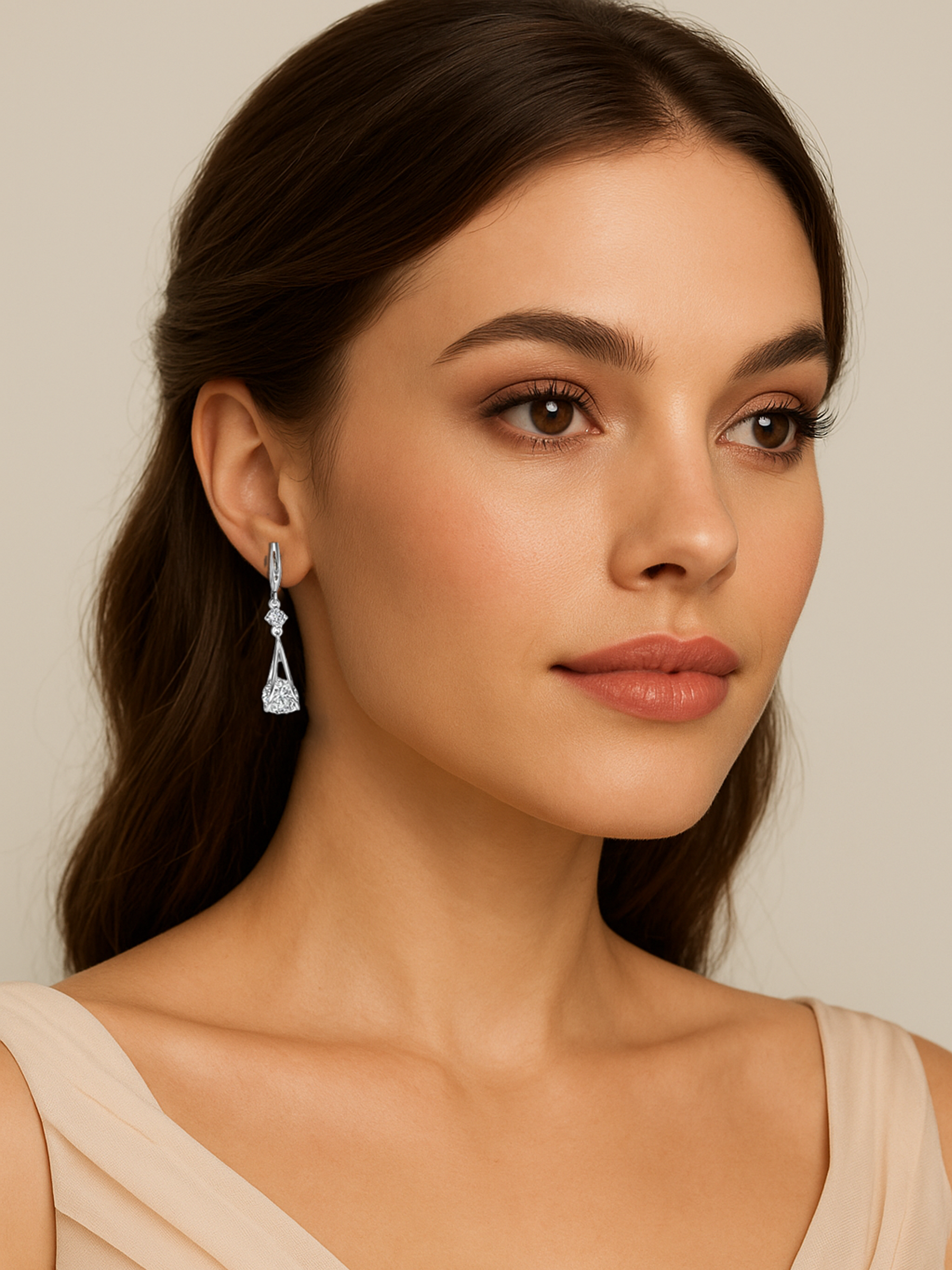 Silver Crystal Drop Earrings