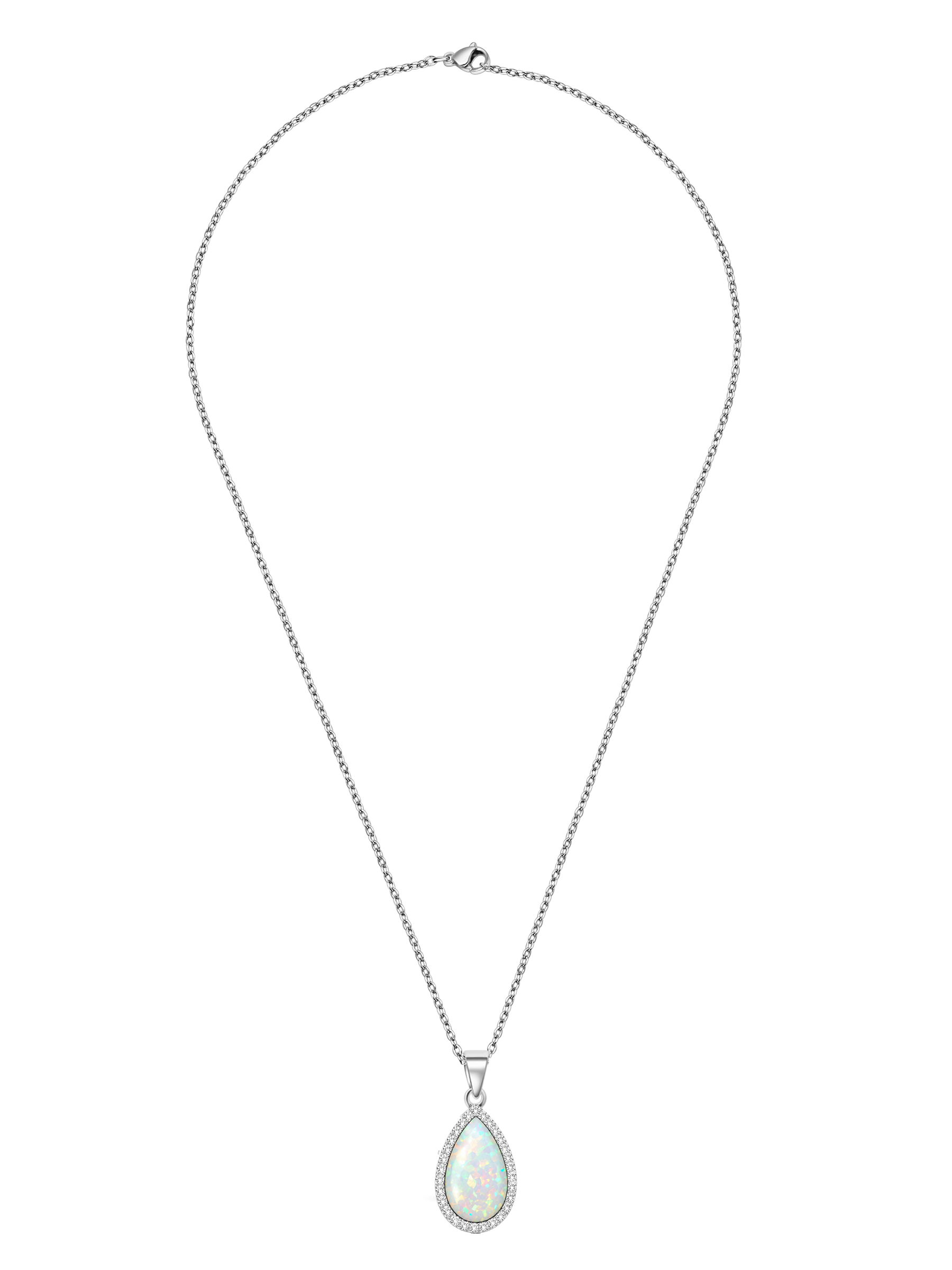 2Ct White Opal Pendant Necklace