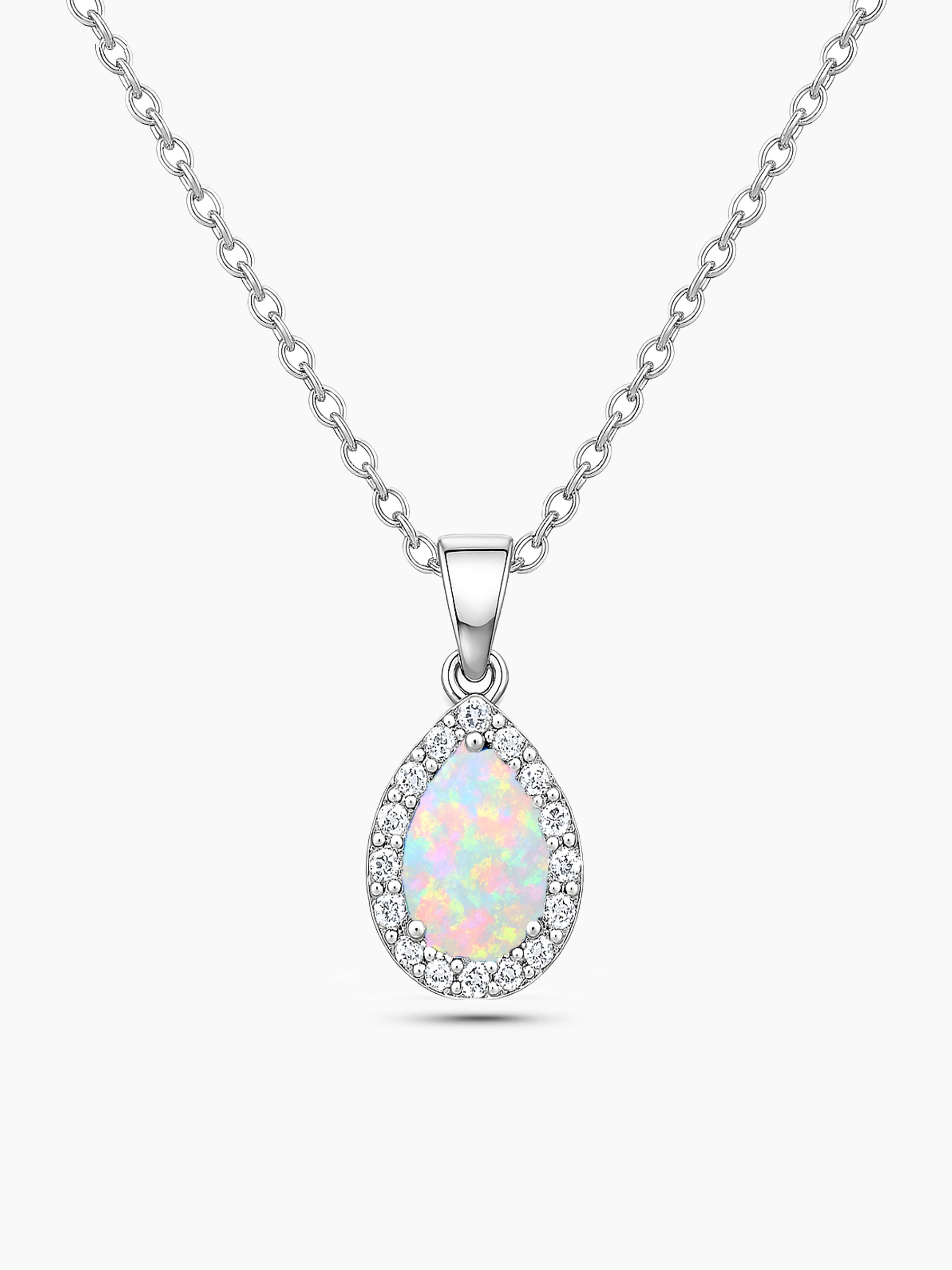 White Opal Pendant Necklace
