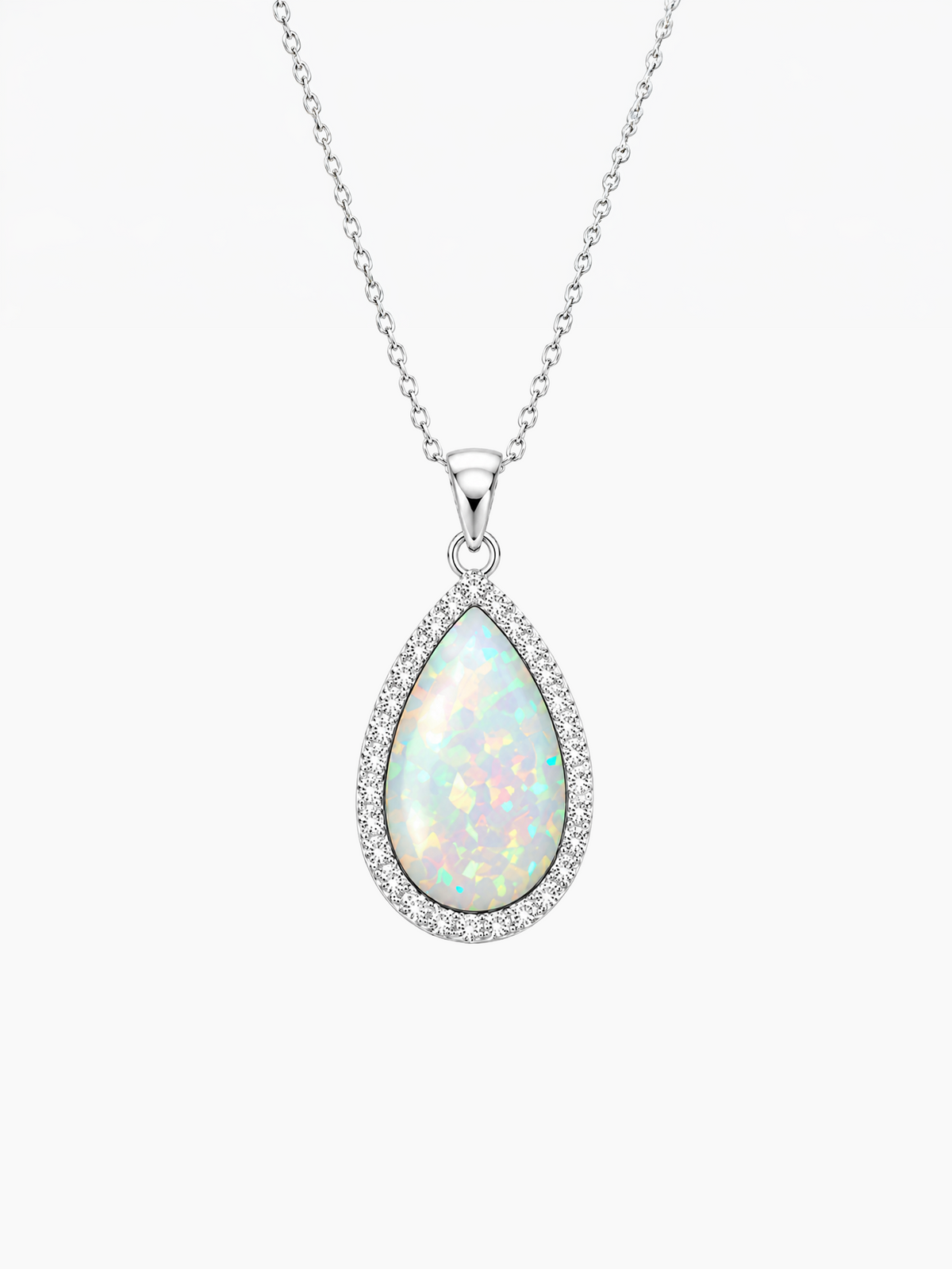2Ct White Opal Pendant Necklace