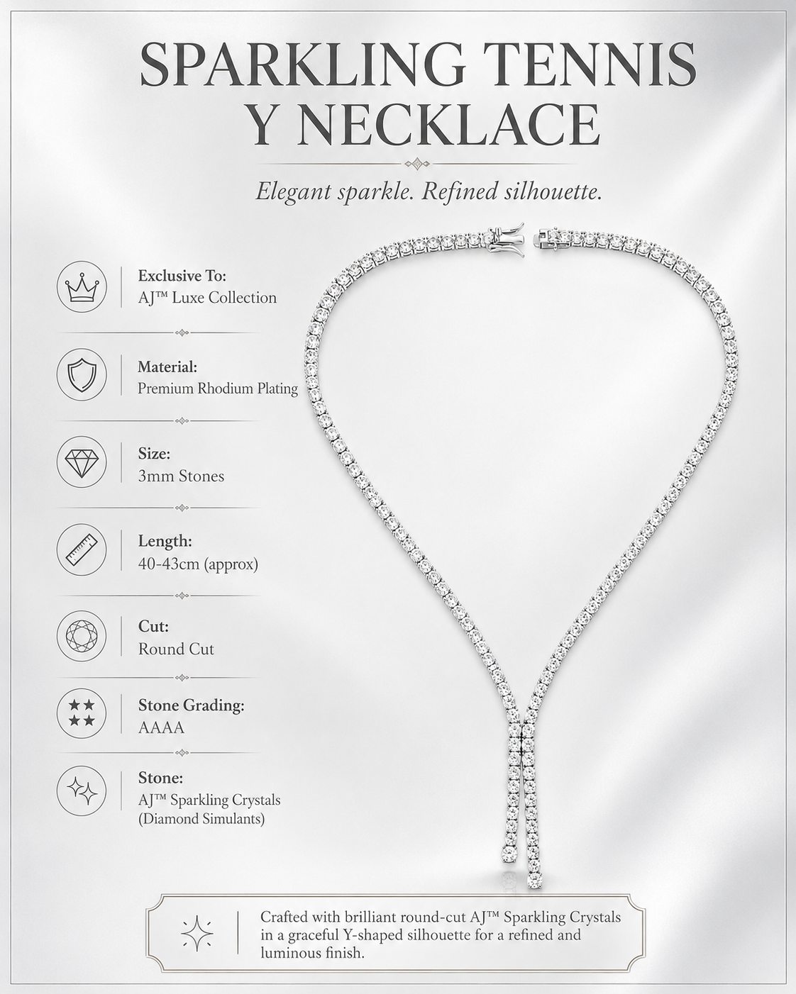 Sparkling Tennis Y Necklace