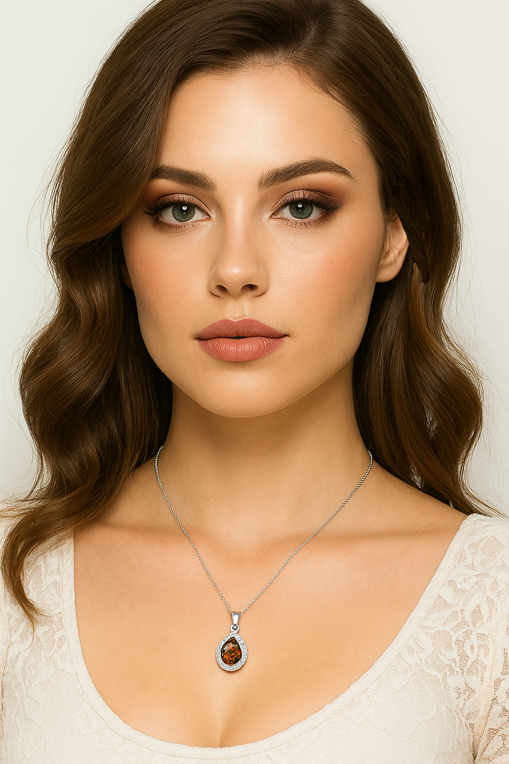 2Ct Black Opal Pendant Necklace