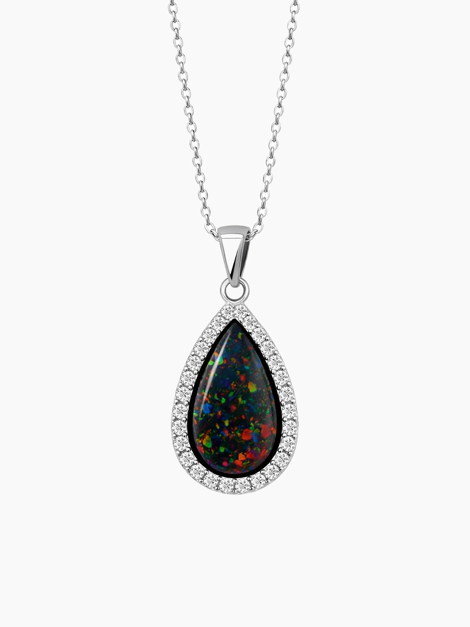 2Ct Black Opal Pendant Necklace