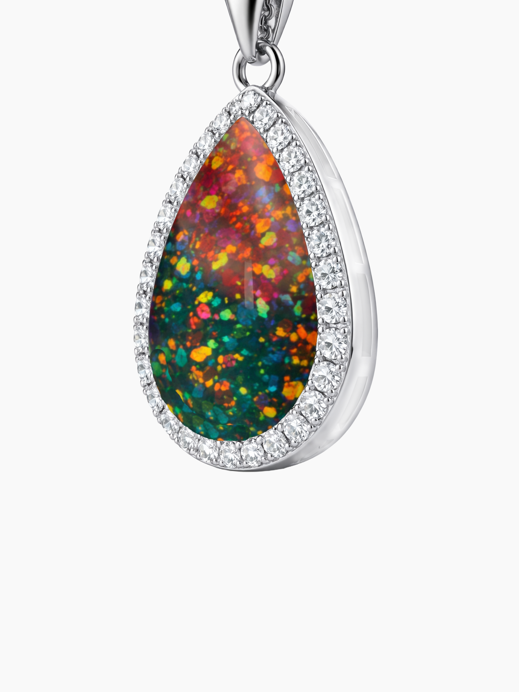 2Ct Black Opal Pendant Necklace