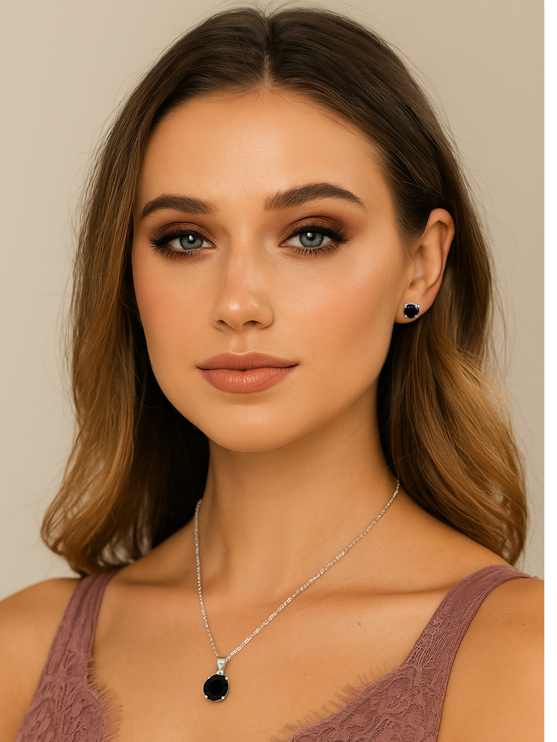 Black Sapphire Stud Earrings 925 Sterling Silver