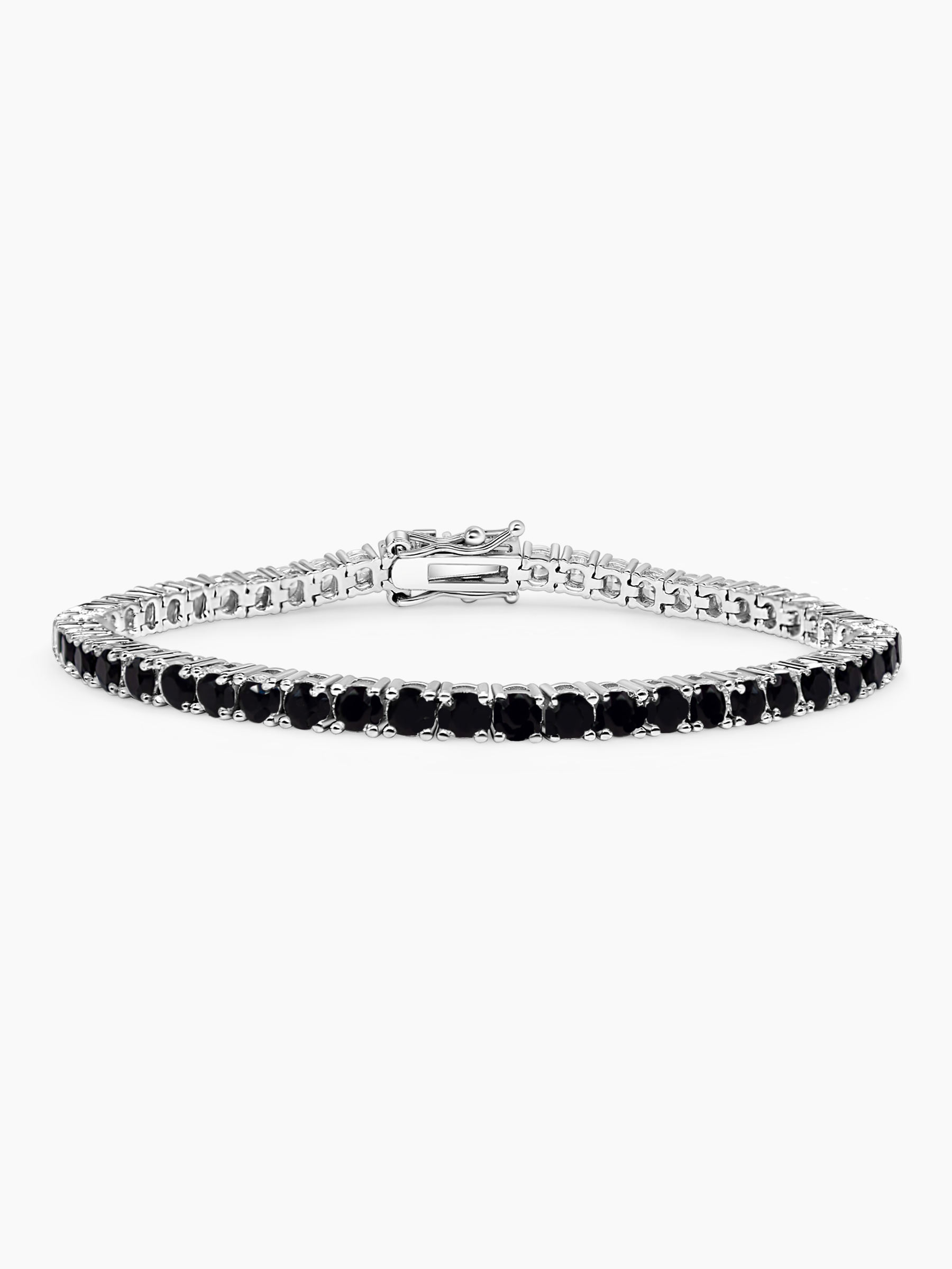 Sparkling Black Tennis Bracelet Rhodium Plated