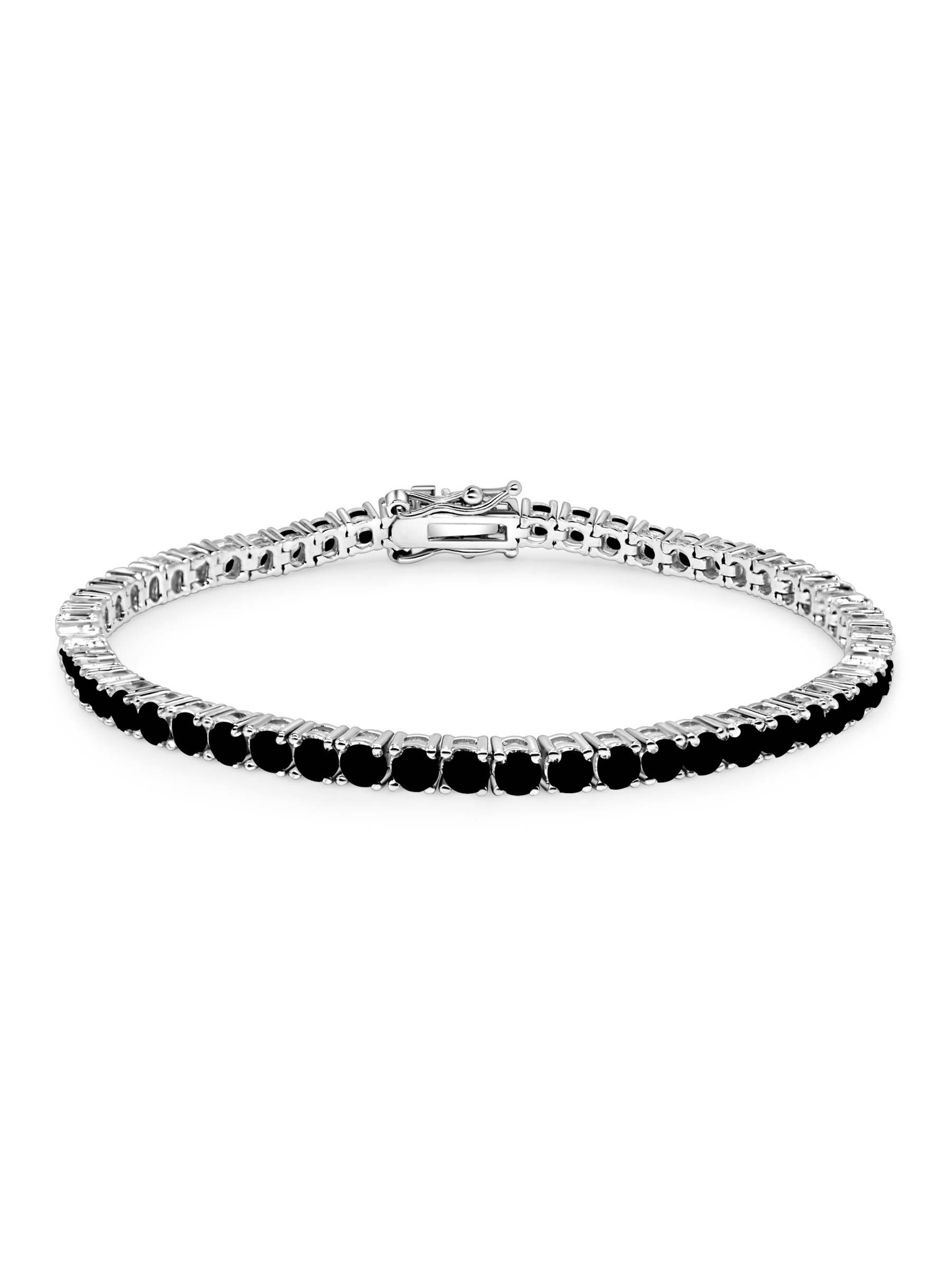 Sparkling Black Tennis Bracelet Rhodium Plated