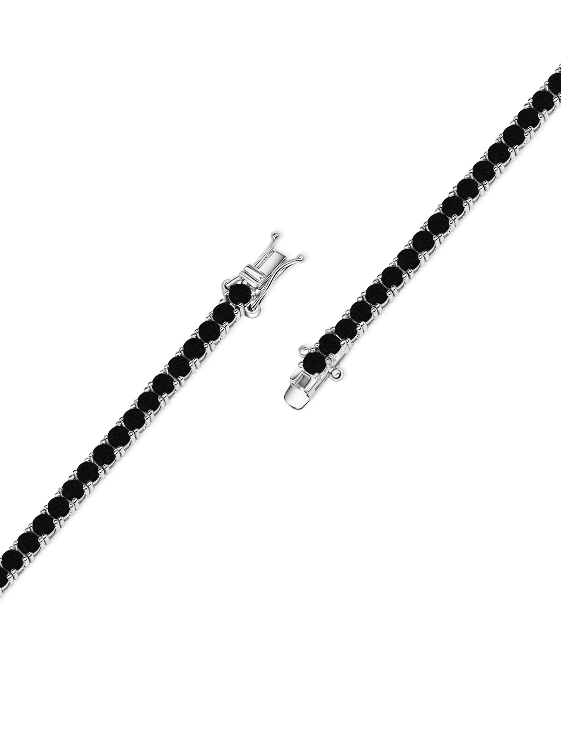 Sparkling Black Tennis Bracelet Rhodium Plated