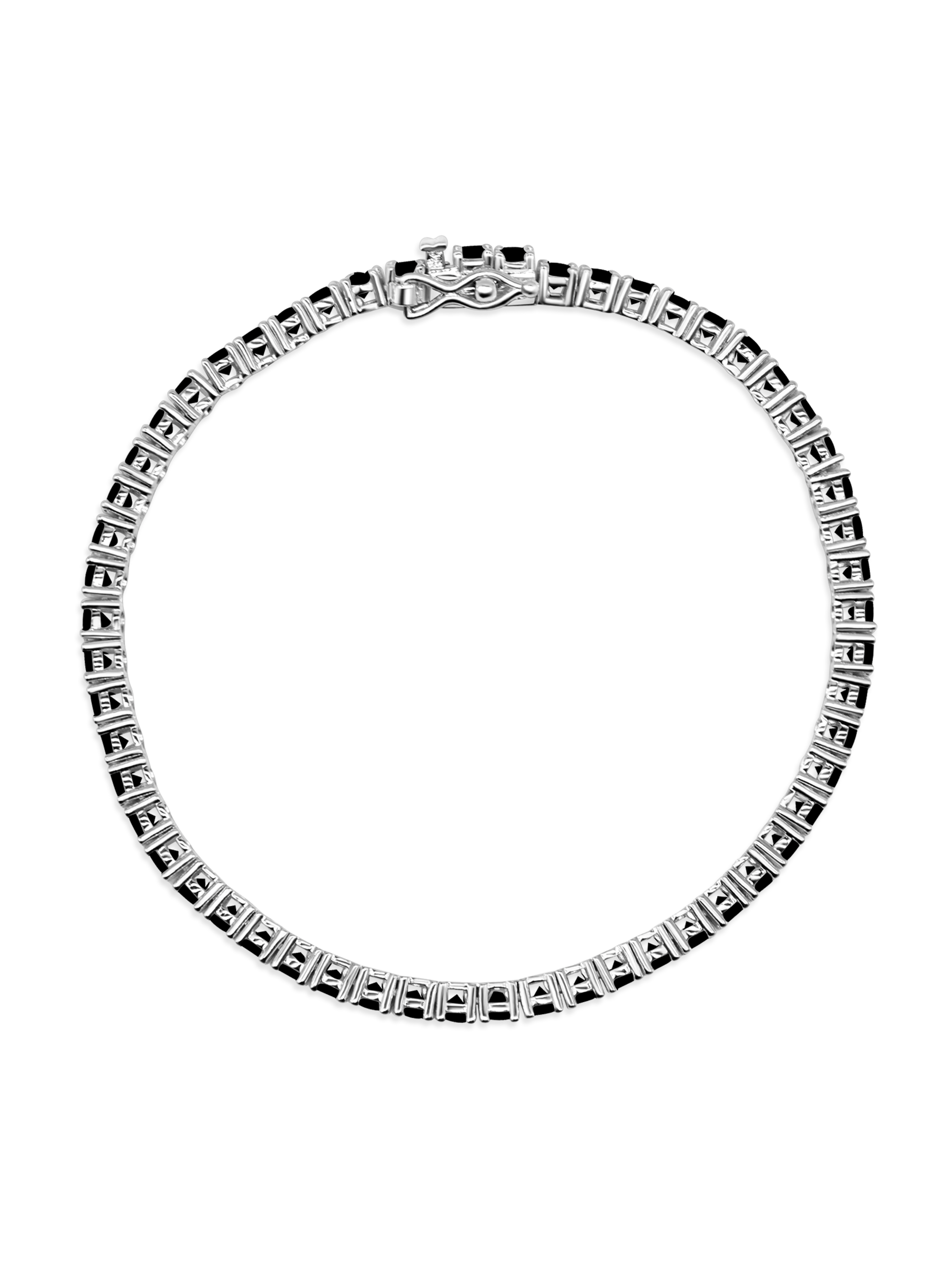 Sparkling Black Tennis Bracelet Rhodium Plated