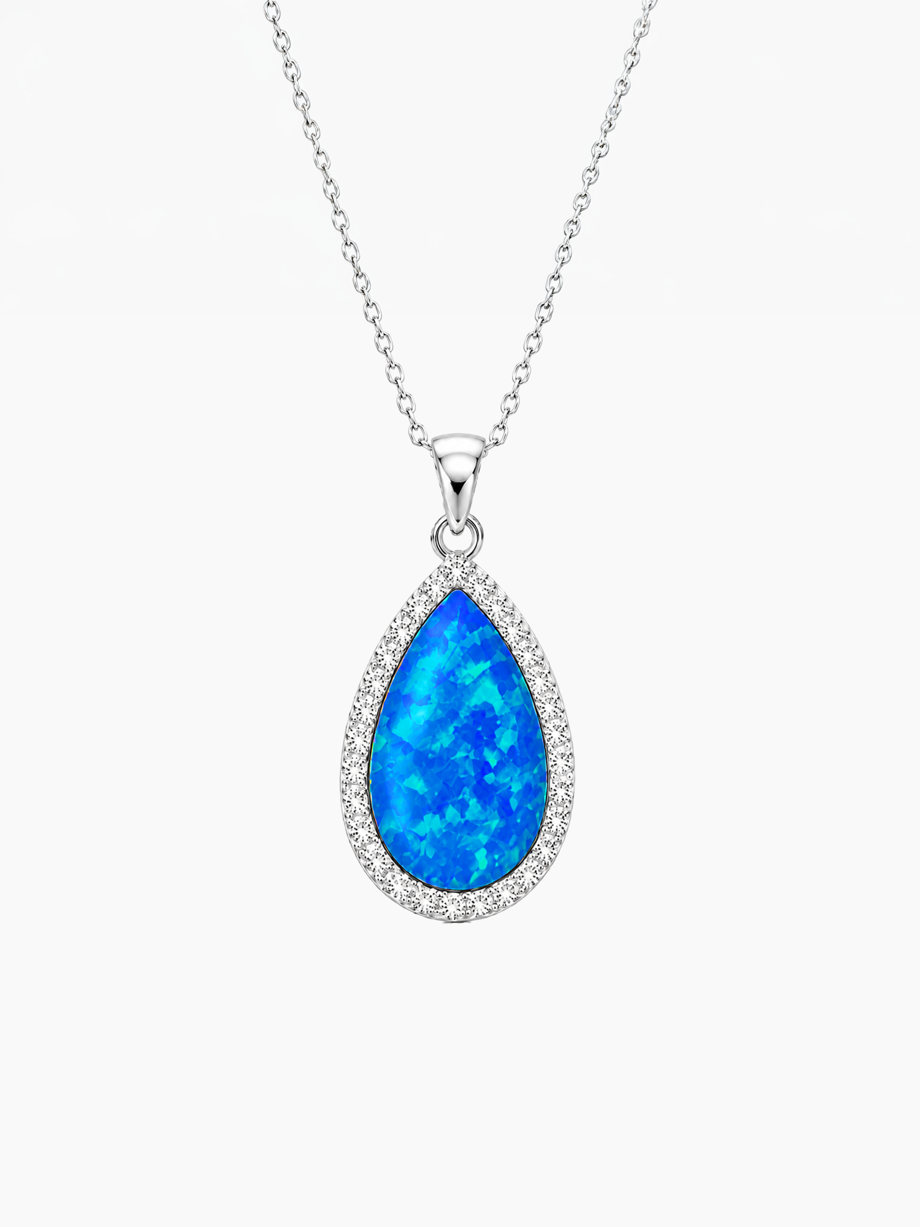 2Ct Blue Opal Pendant Necklace